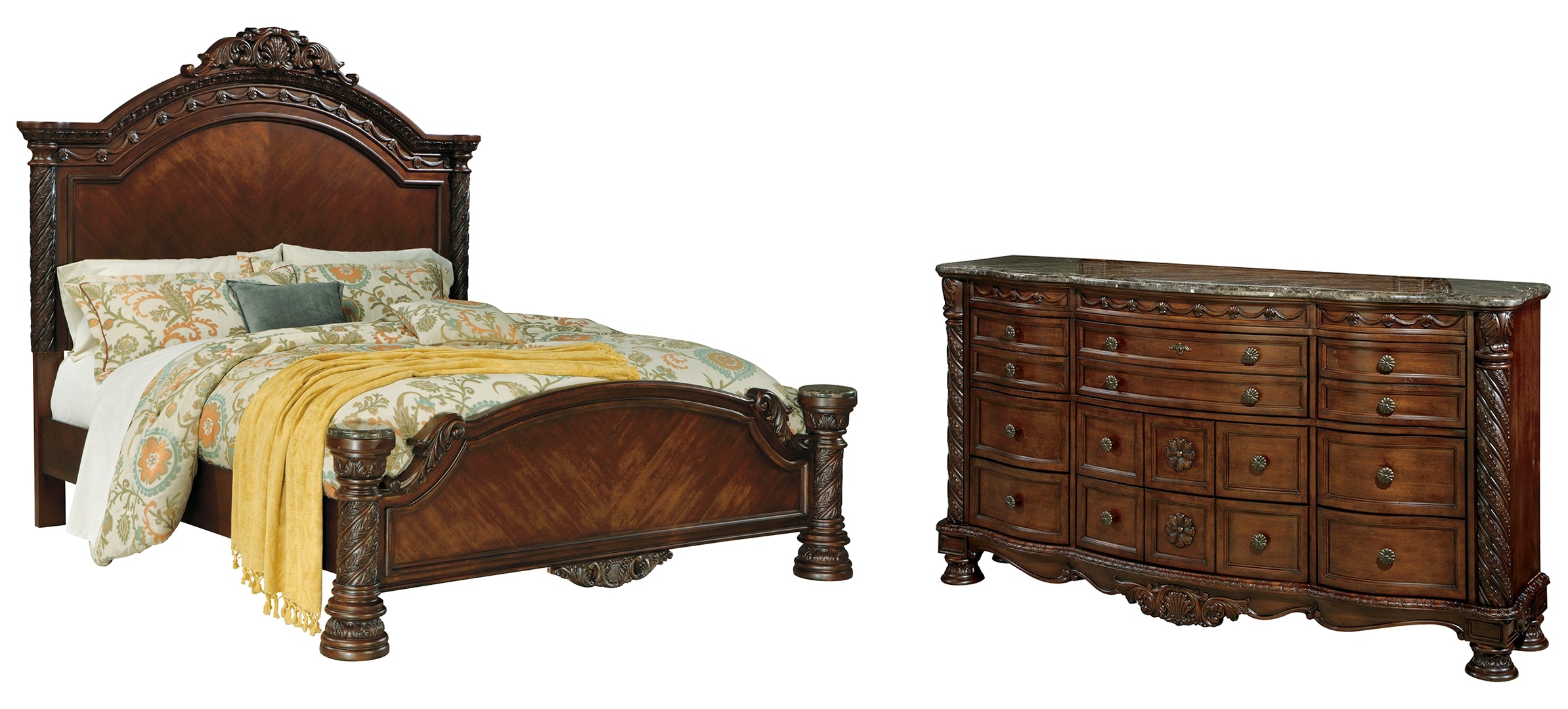 North Shore King Panel Bed with Dresser