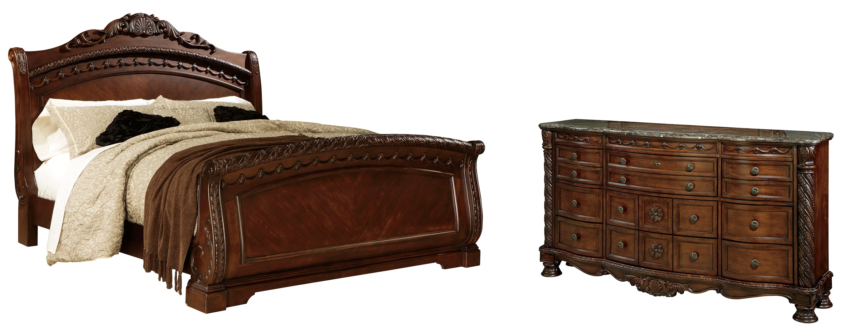 North Shore King Sleigh Bed with Dresser