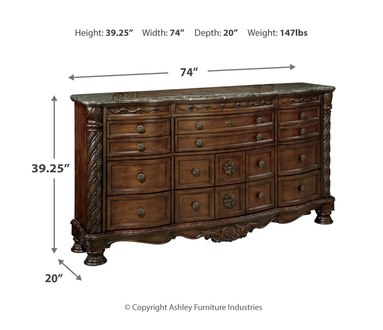 North Shore California King Panel Bed with Dresser