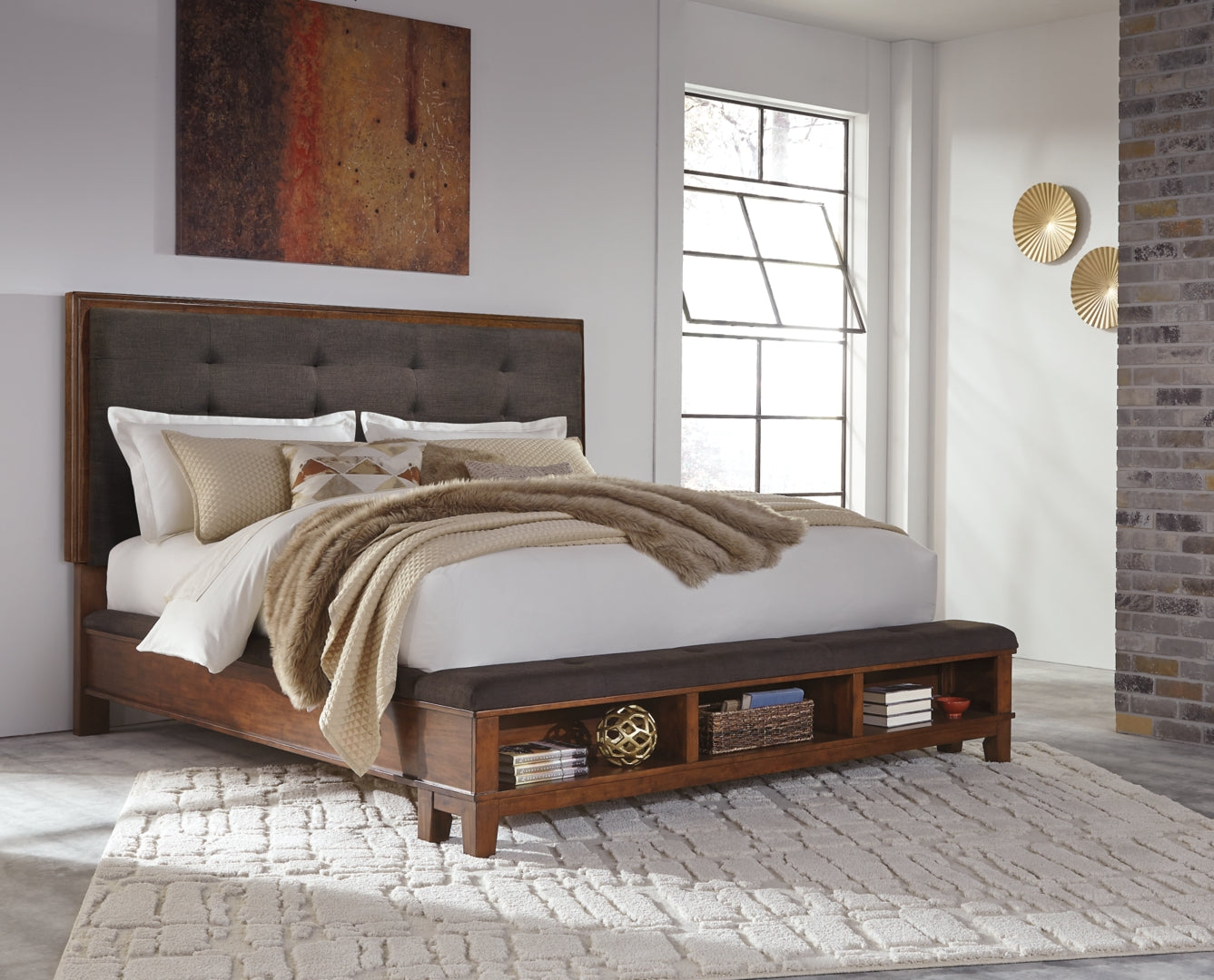 Ralene California King Upholstered Panel Bed with Dresser