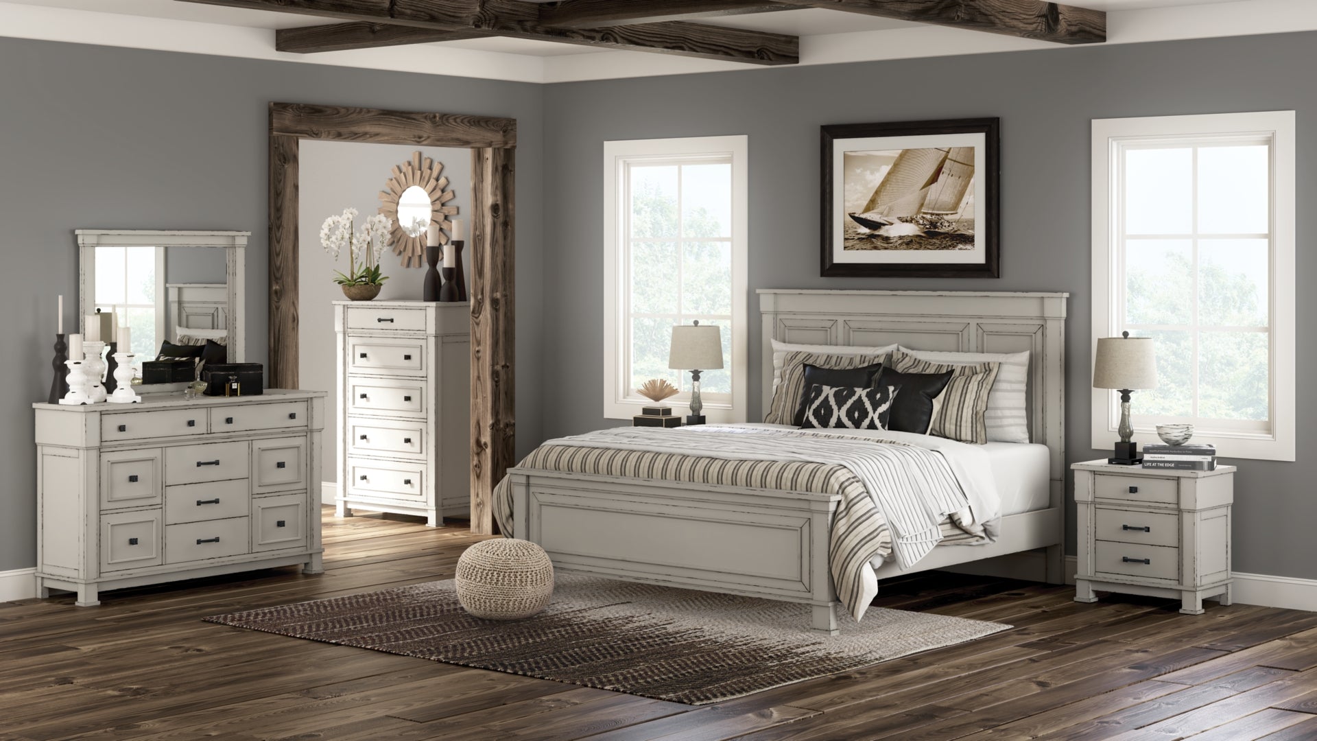 Jennily Queen Panel Bed with Dresser