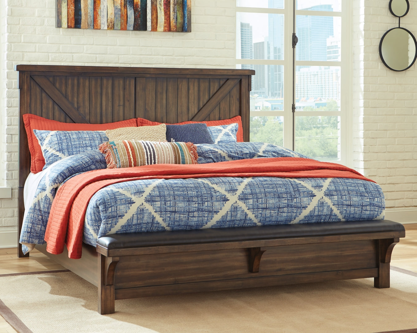 Lakeleigh King Panel Bed with Upholstered Bench