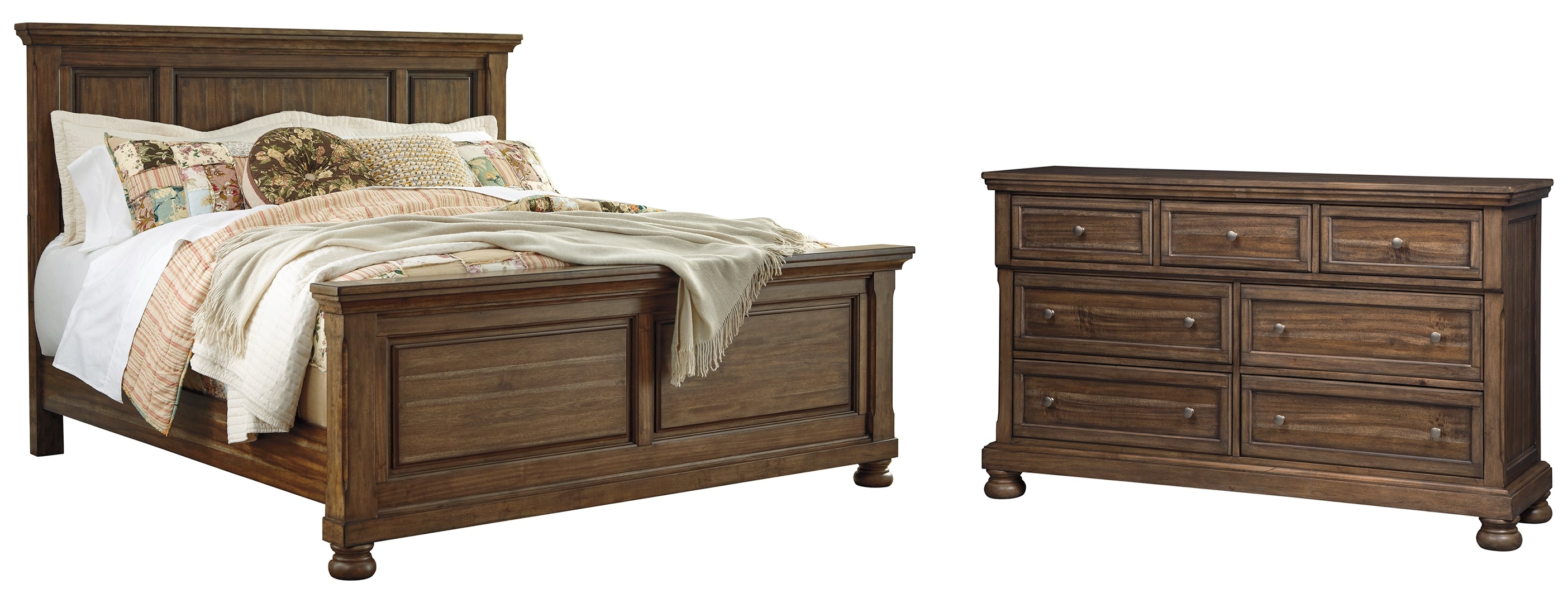 Flynnter California King Panel Bed with Dresser