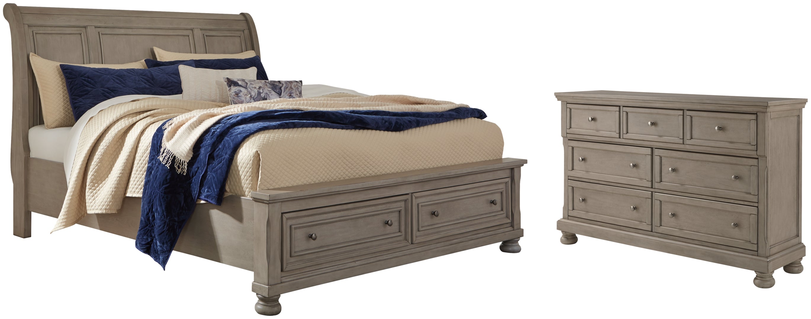 Lettner California King Sleigh Bed with Dresser