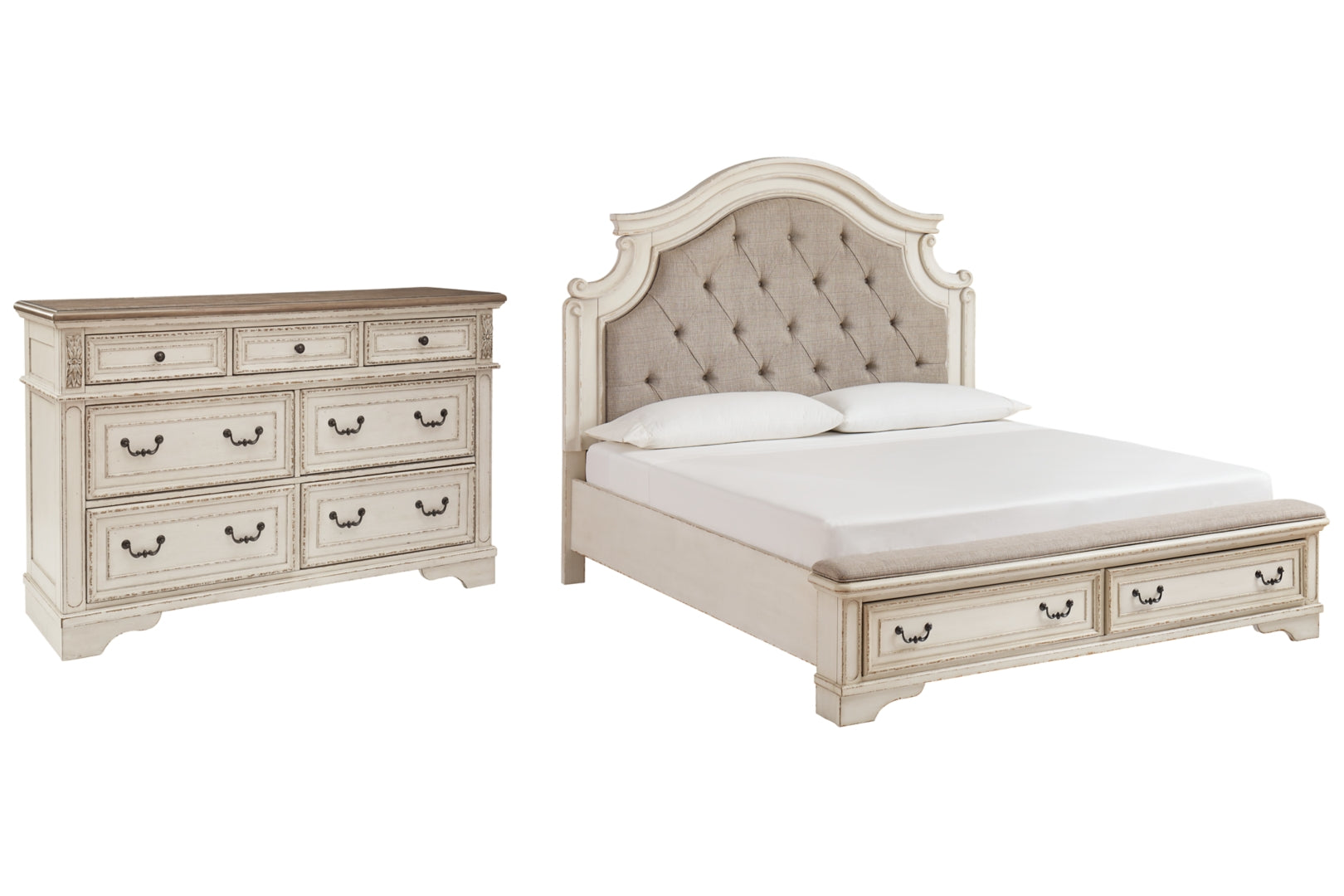 Realyn California King Upholstered Bed with Dresser