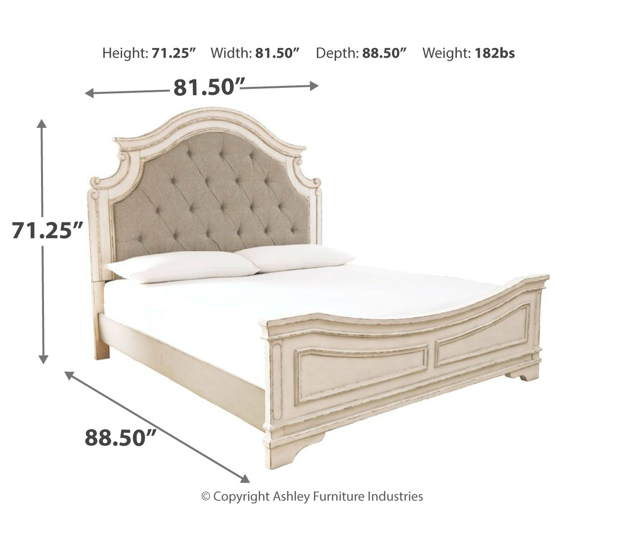 Realyn King Upholstered Panel Bed with Dresser