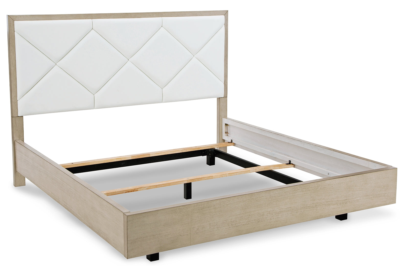 Wendora King Upholstered Bed with Mirrored Dresser and Chest