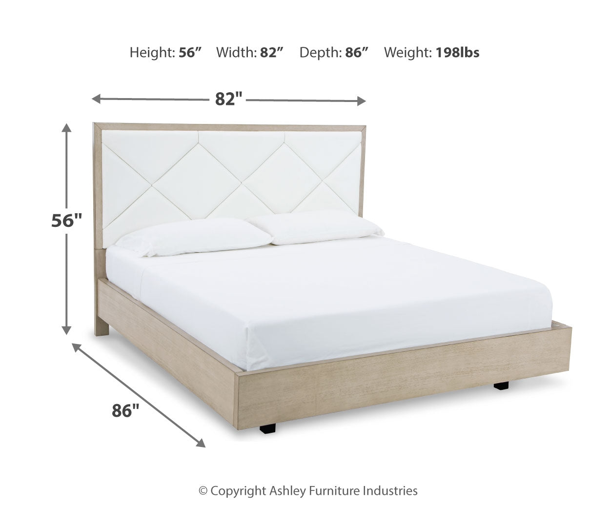 Wendora King Upholstered Bed with Mirrored Dresser and Chest