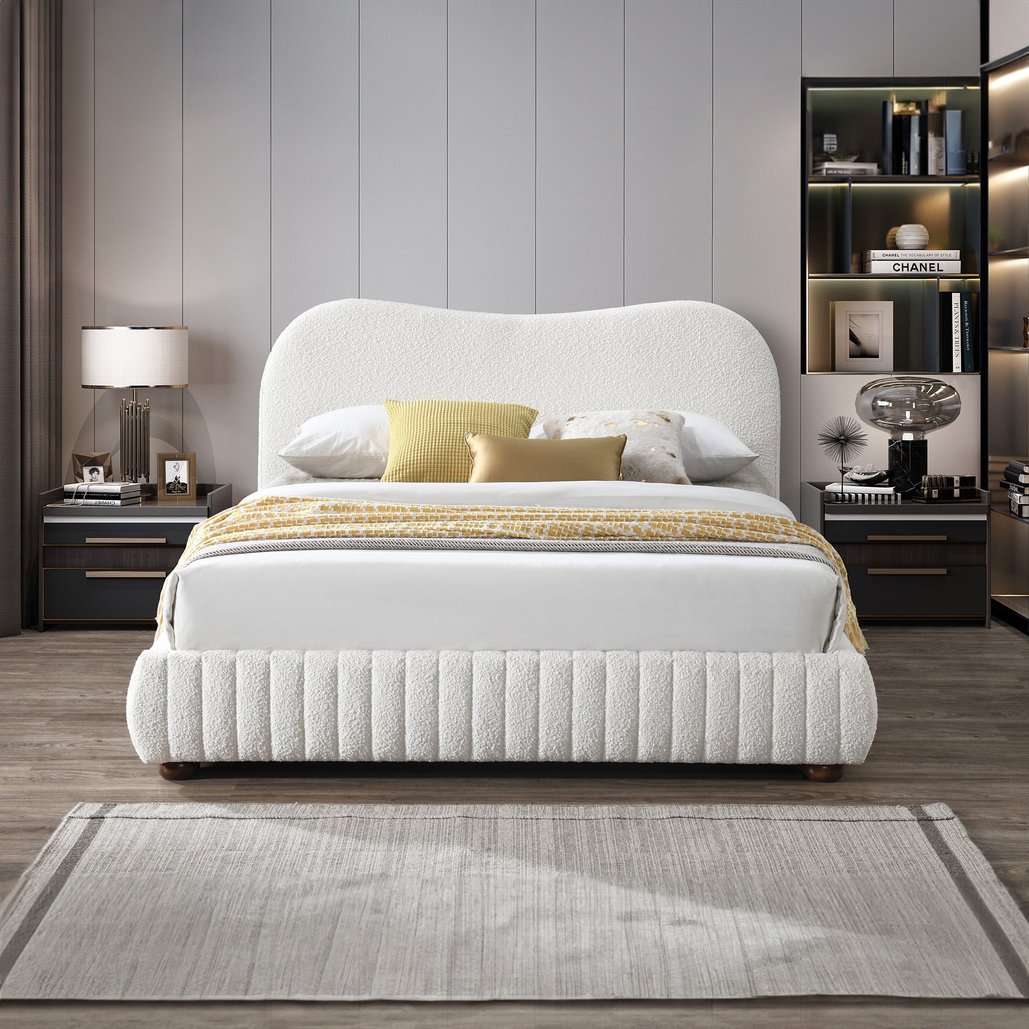 Nomad Queen Bed Cream Boucle