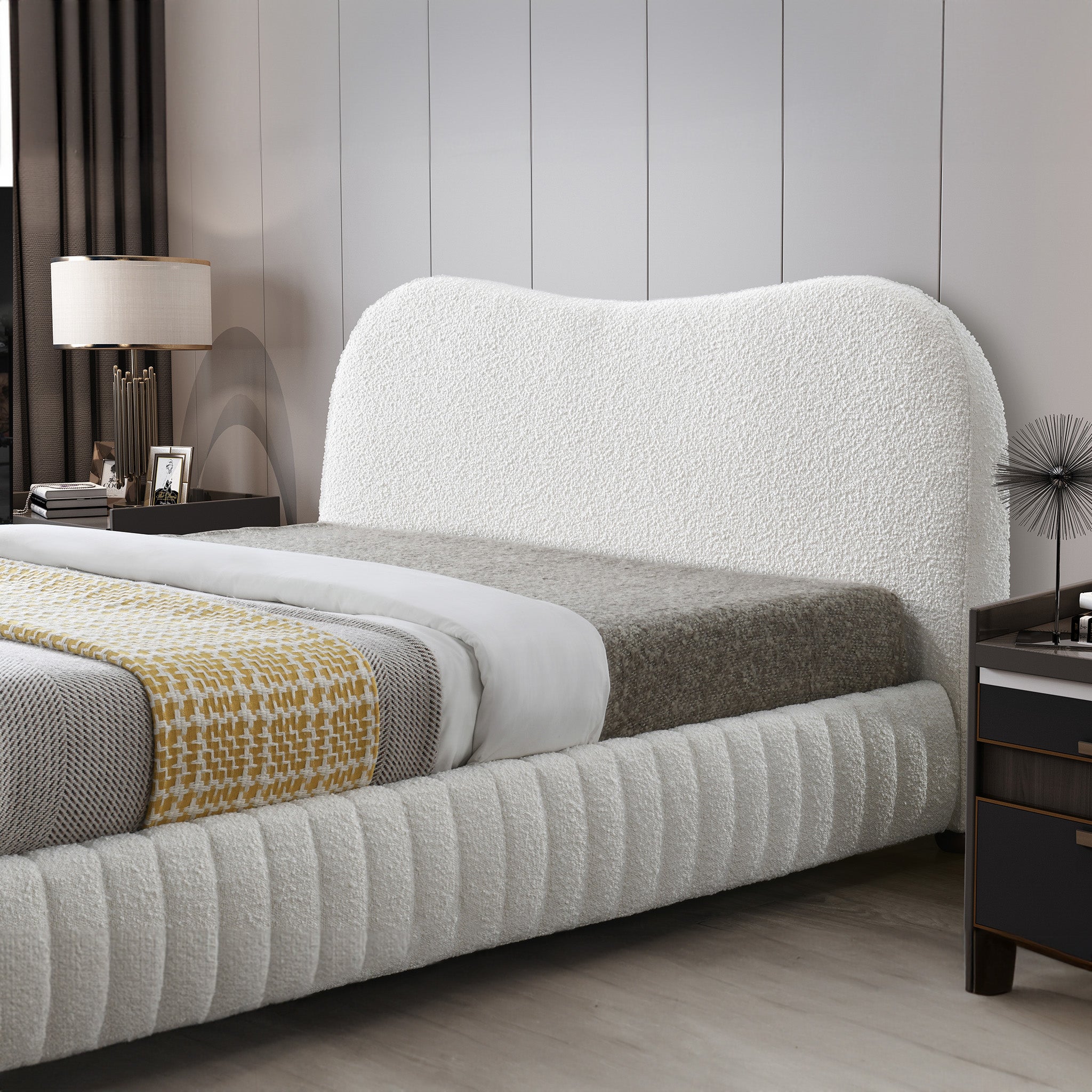 Nomad Queen Bed Cream Boucle