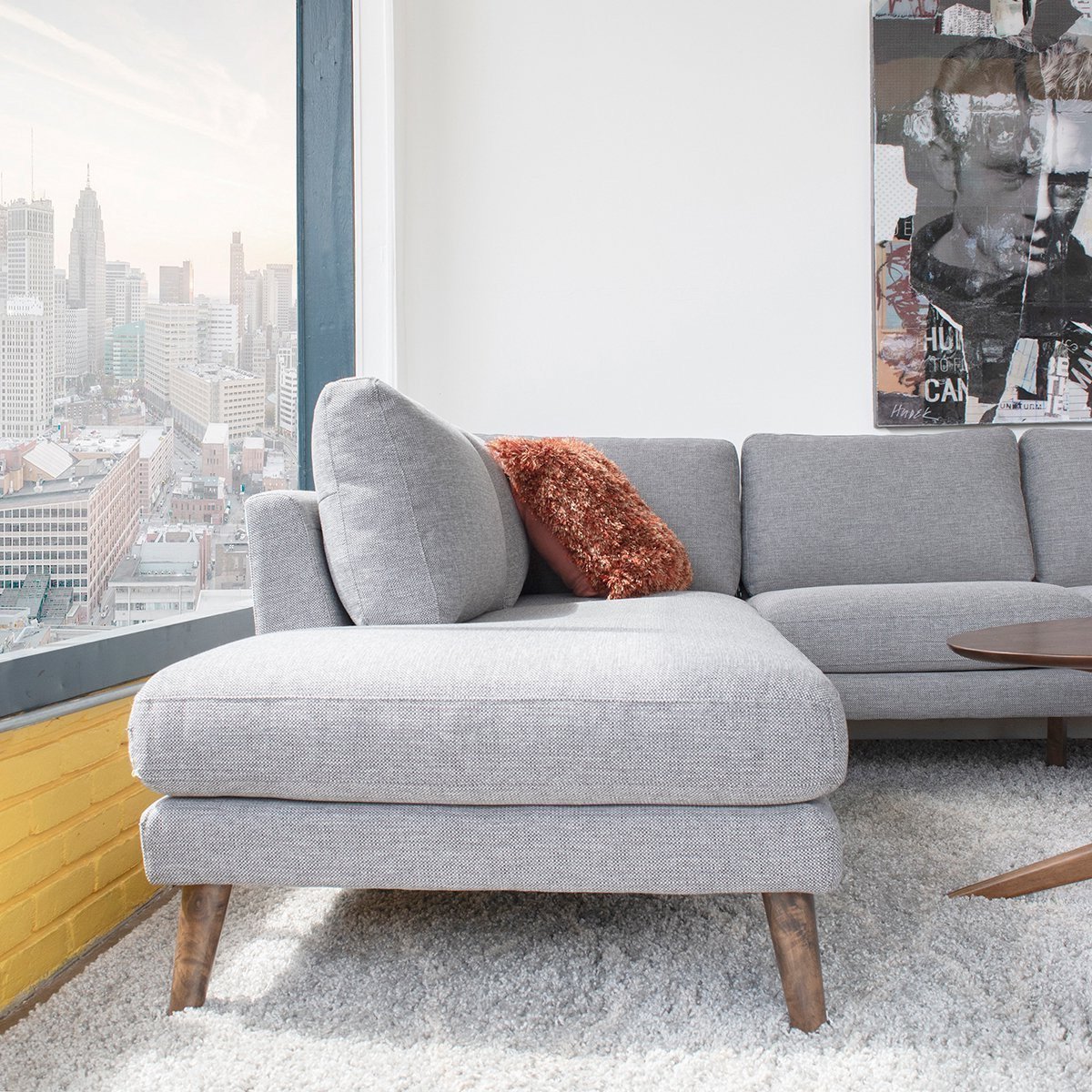 Bexley Grey Sectional Sofa Left Facing Chaise