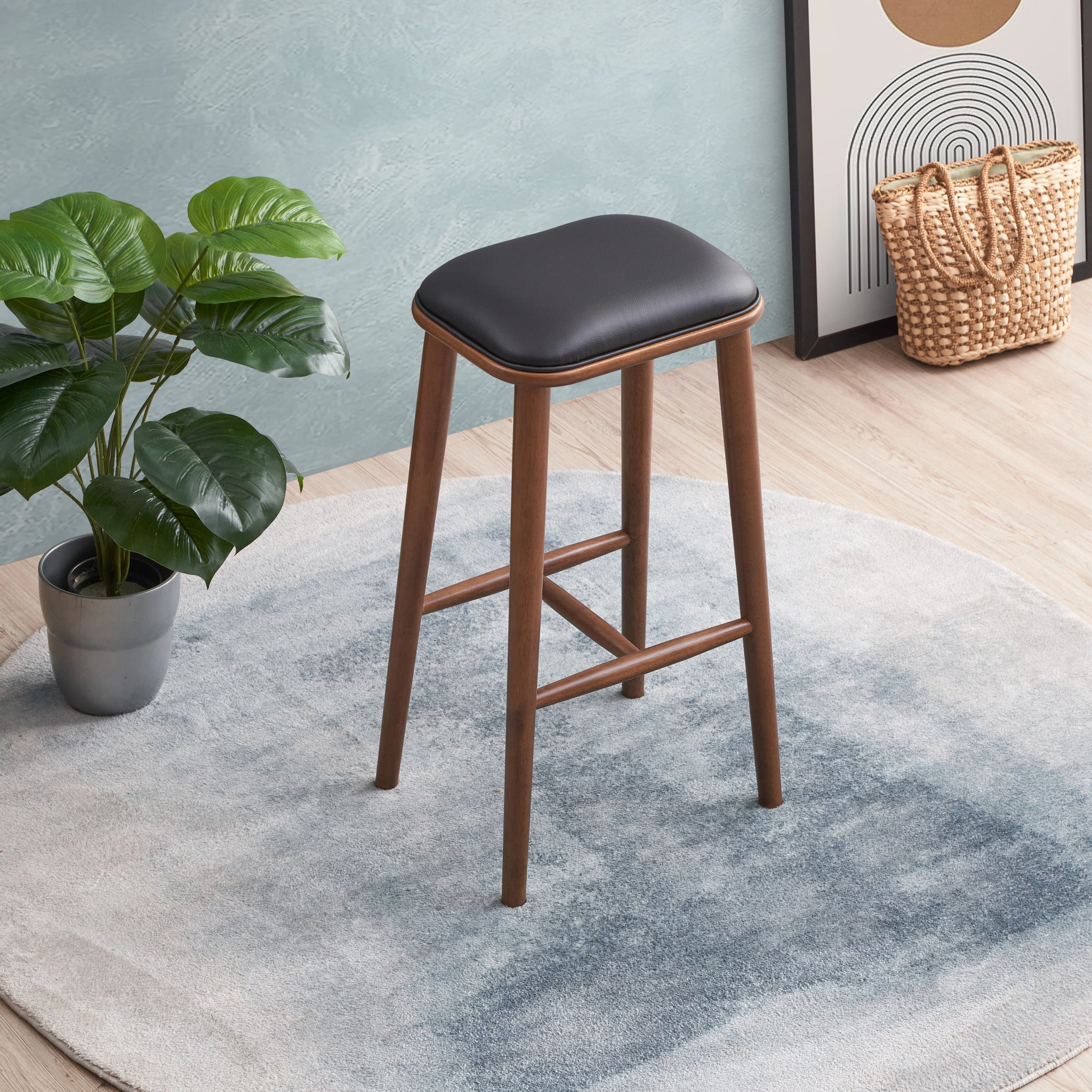 Westbury Bar Stool Black Vegan Leather