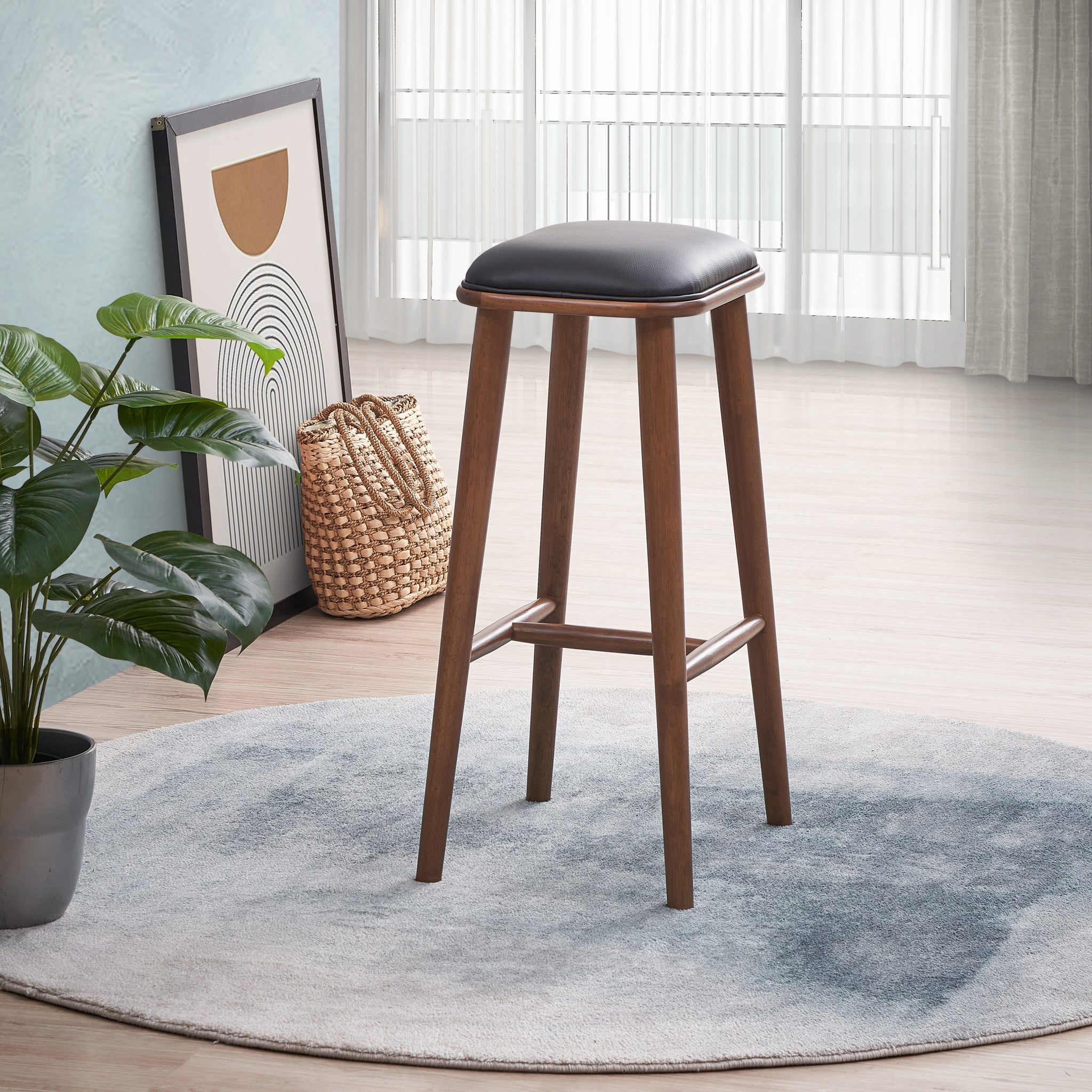 Westbury Bar Stool Black Vegan Leather