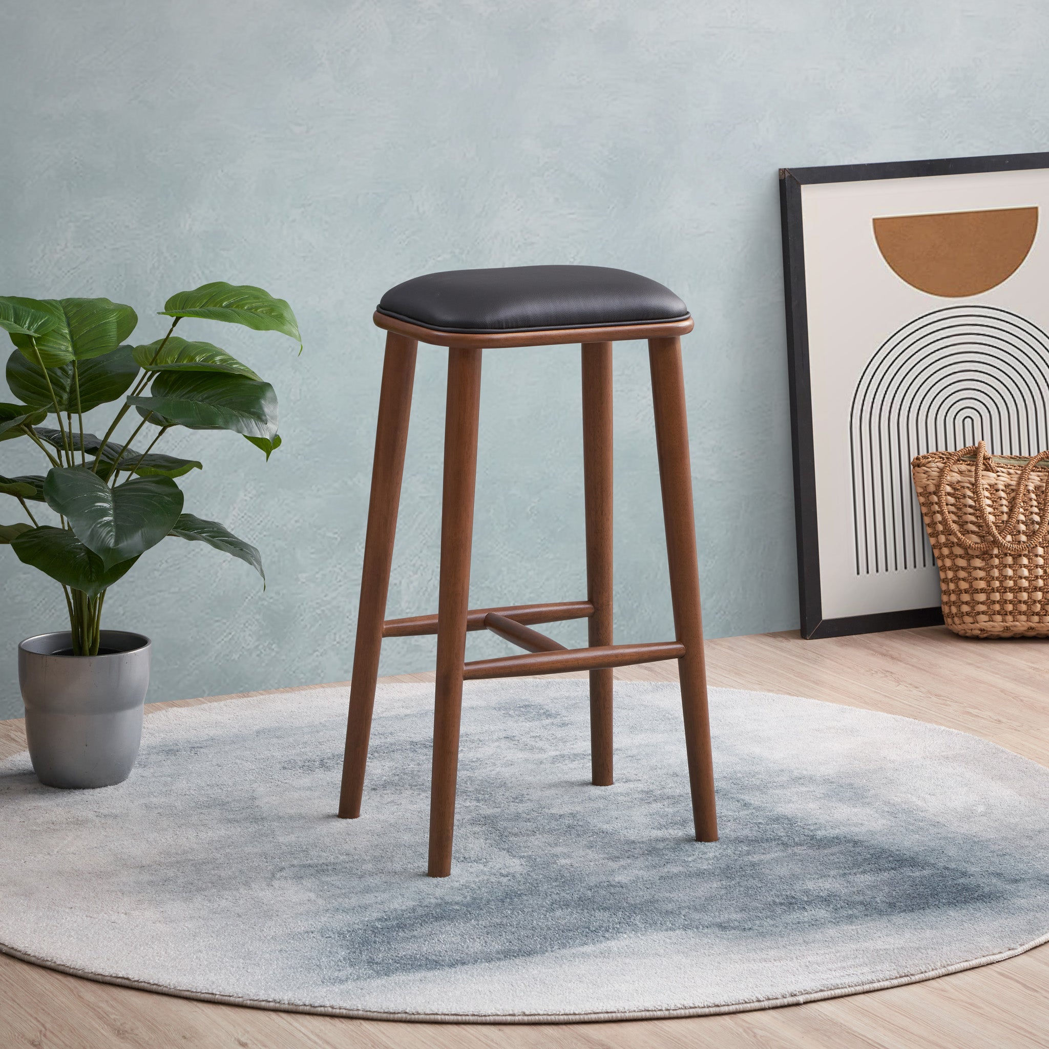 Westbury Bar Stool Black Vegan Leather