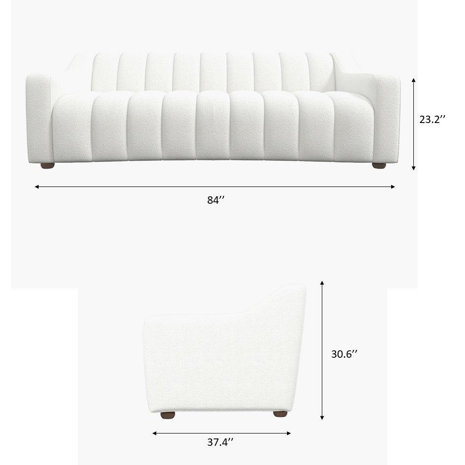 Bari Sofa White Boucle Fabric