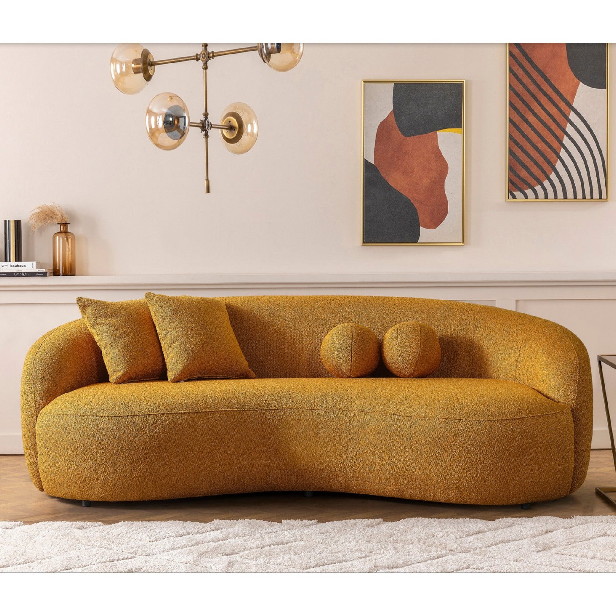 Blair Curvy Gold Boucle Couch