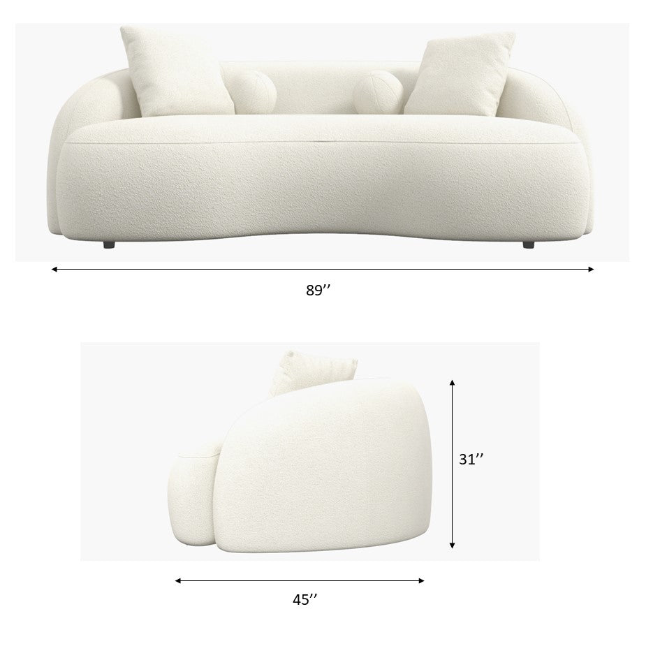 Blair Japandi White Curvy Boucle Sofa