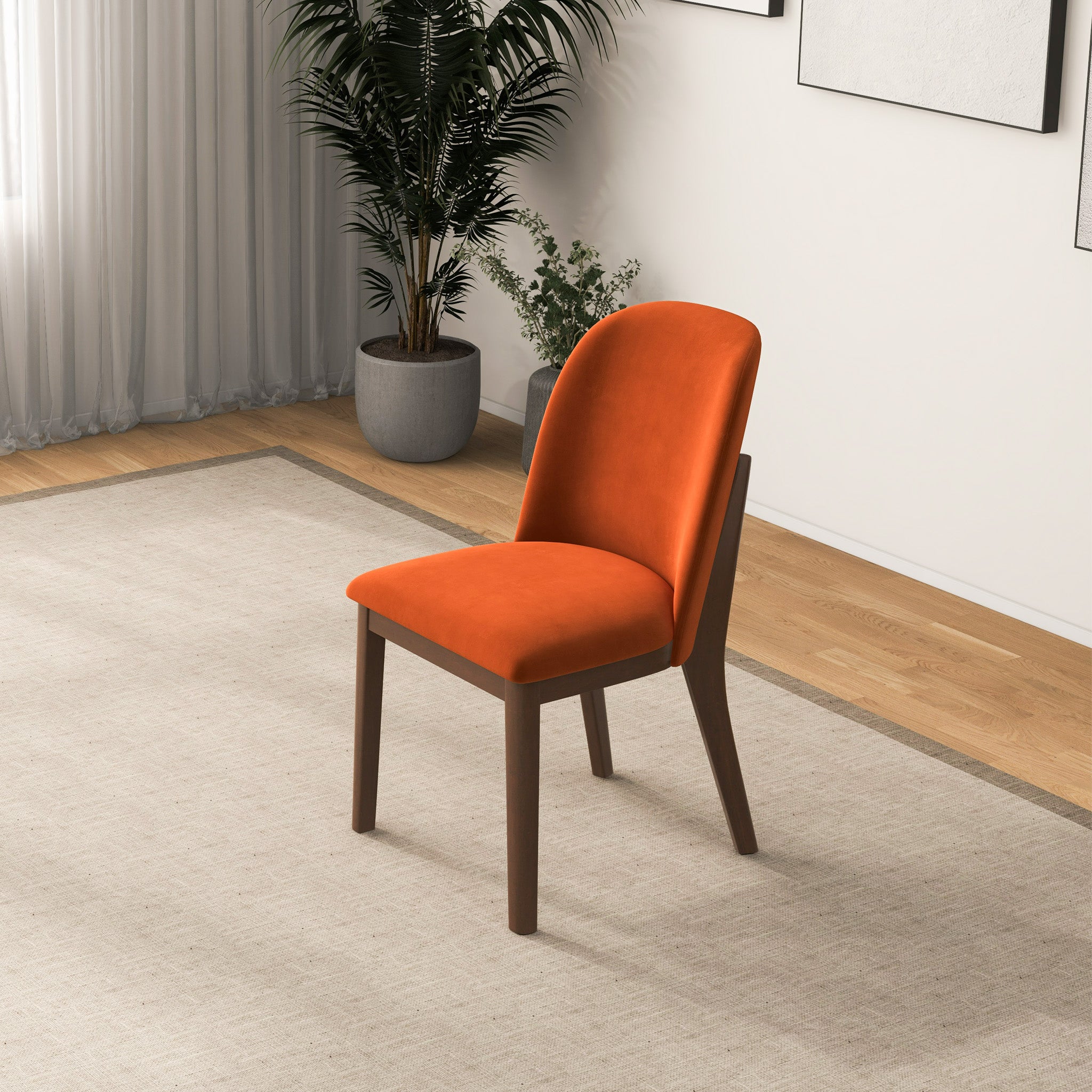 Belfast Burnt Orange Velvet Dining Chair