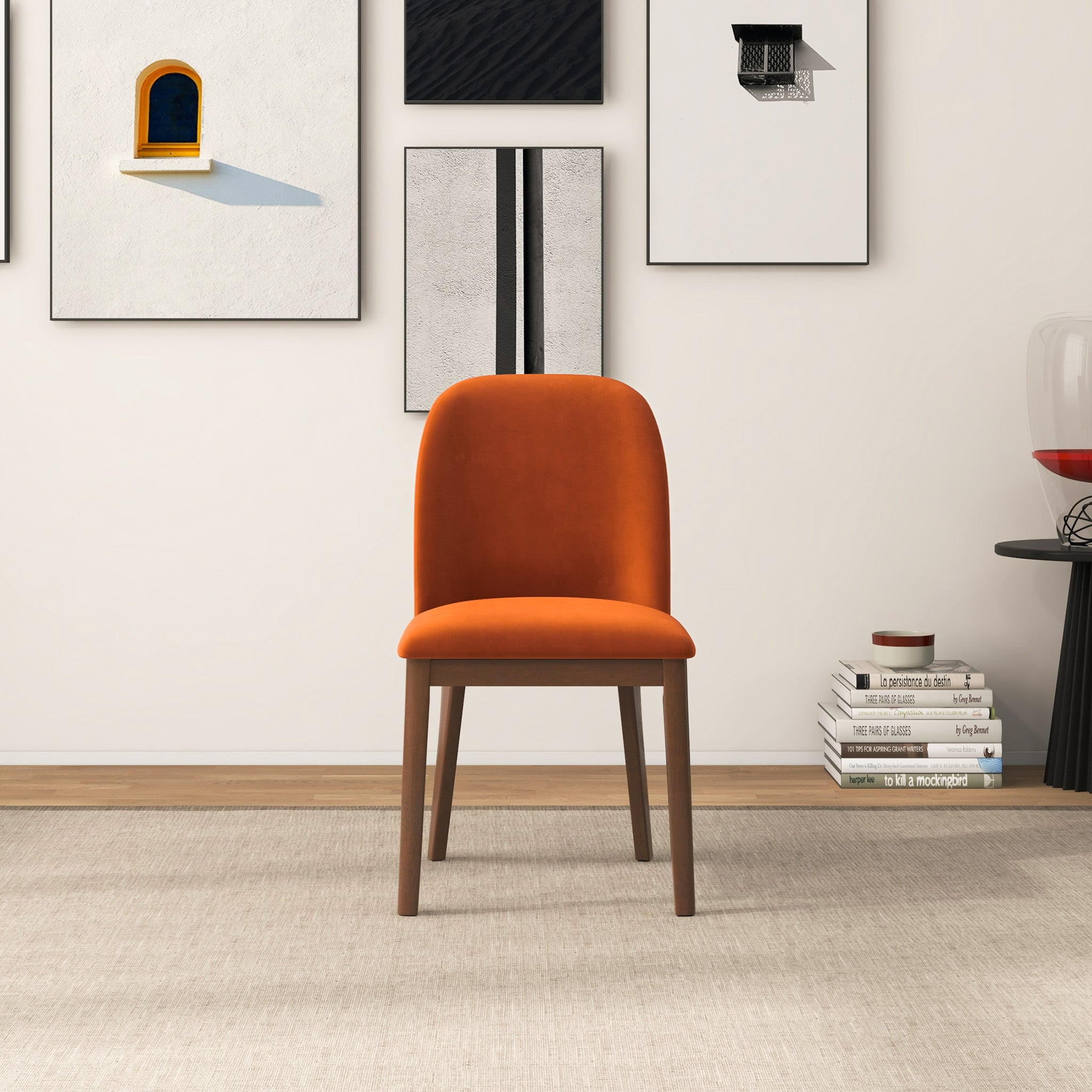 Belfast Burnt Orange Velvet Dining Chair