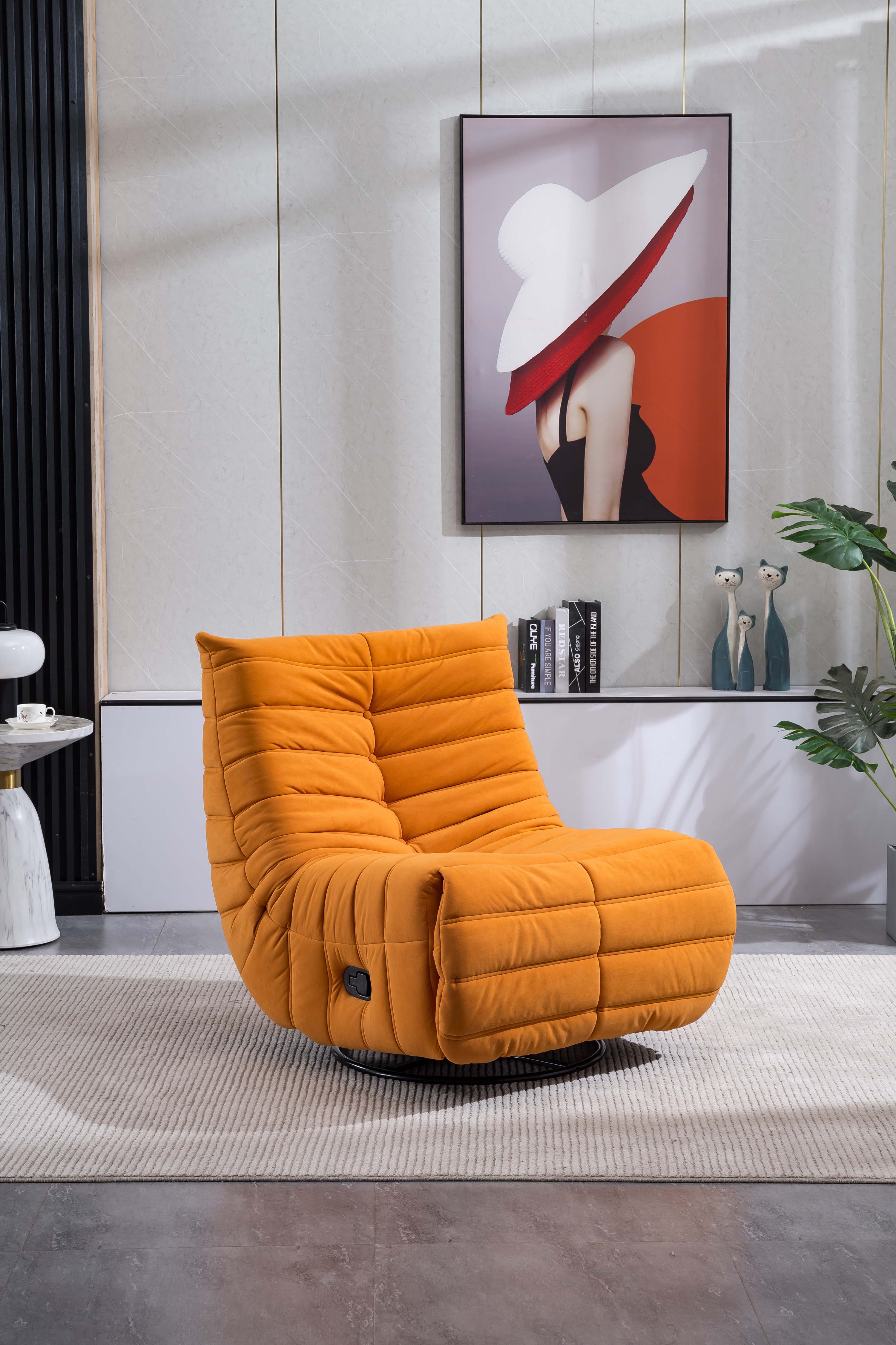 Langley Reclinin Velvet Chair Orange