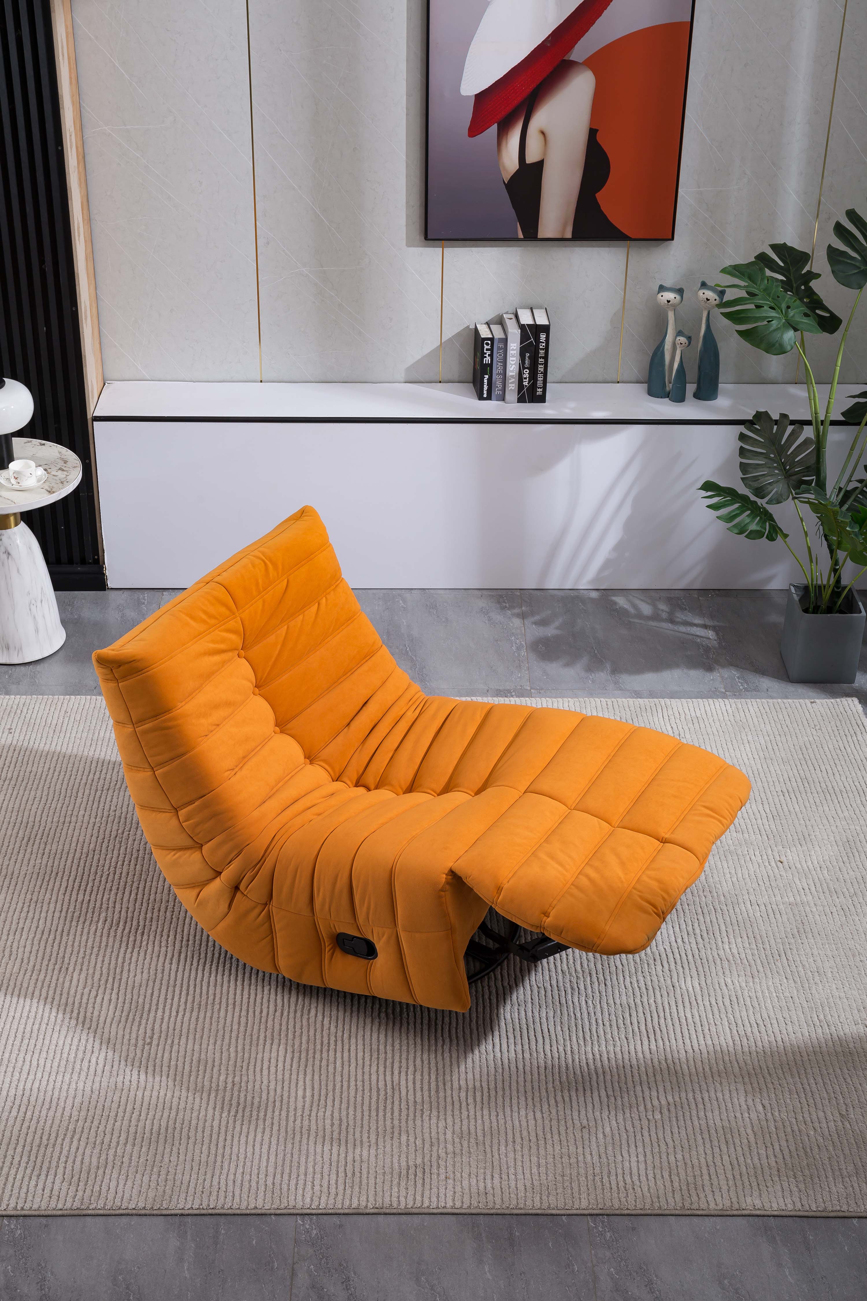 Langley Reclinin Velvet Chair Orange