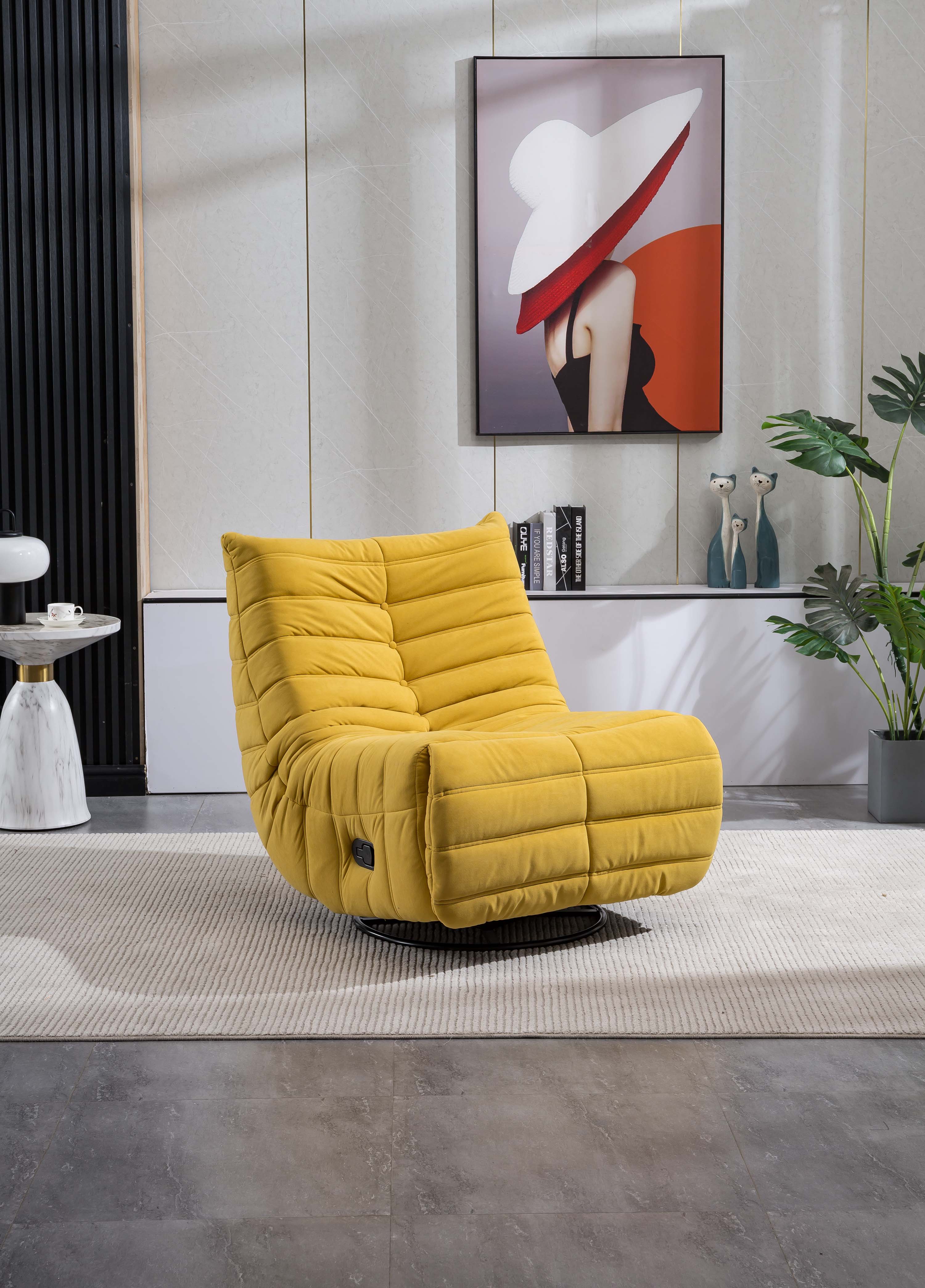 Langley Reclinin Velvet Chair Yellow