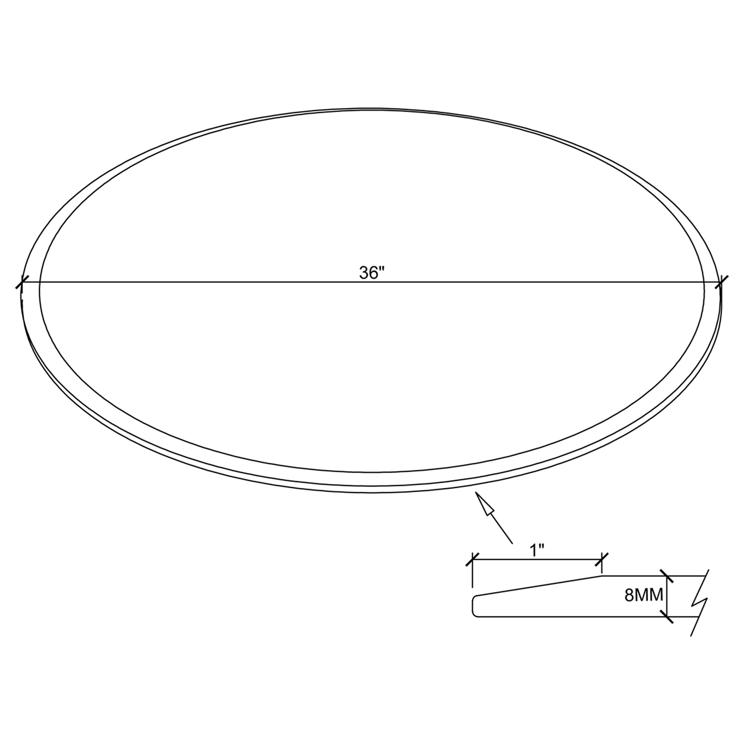 36" 8mm Round Glass Top Clear