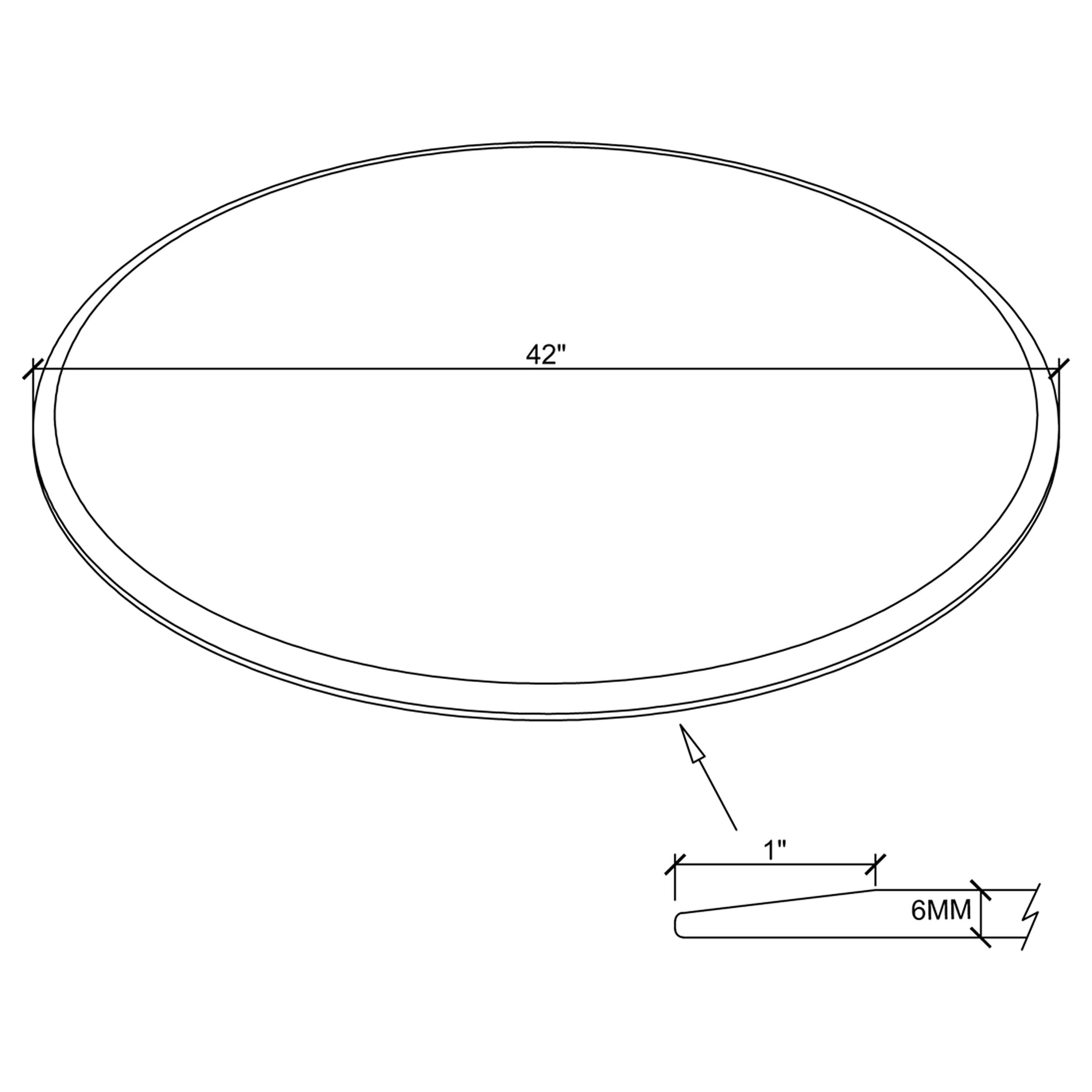 42" 6mm Round Glass Table Top Clear