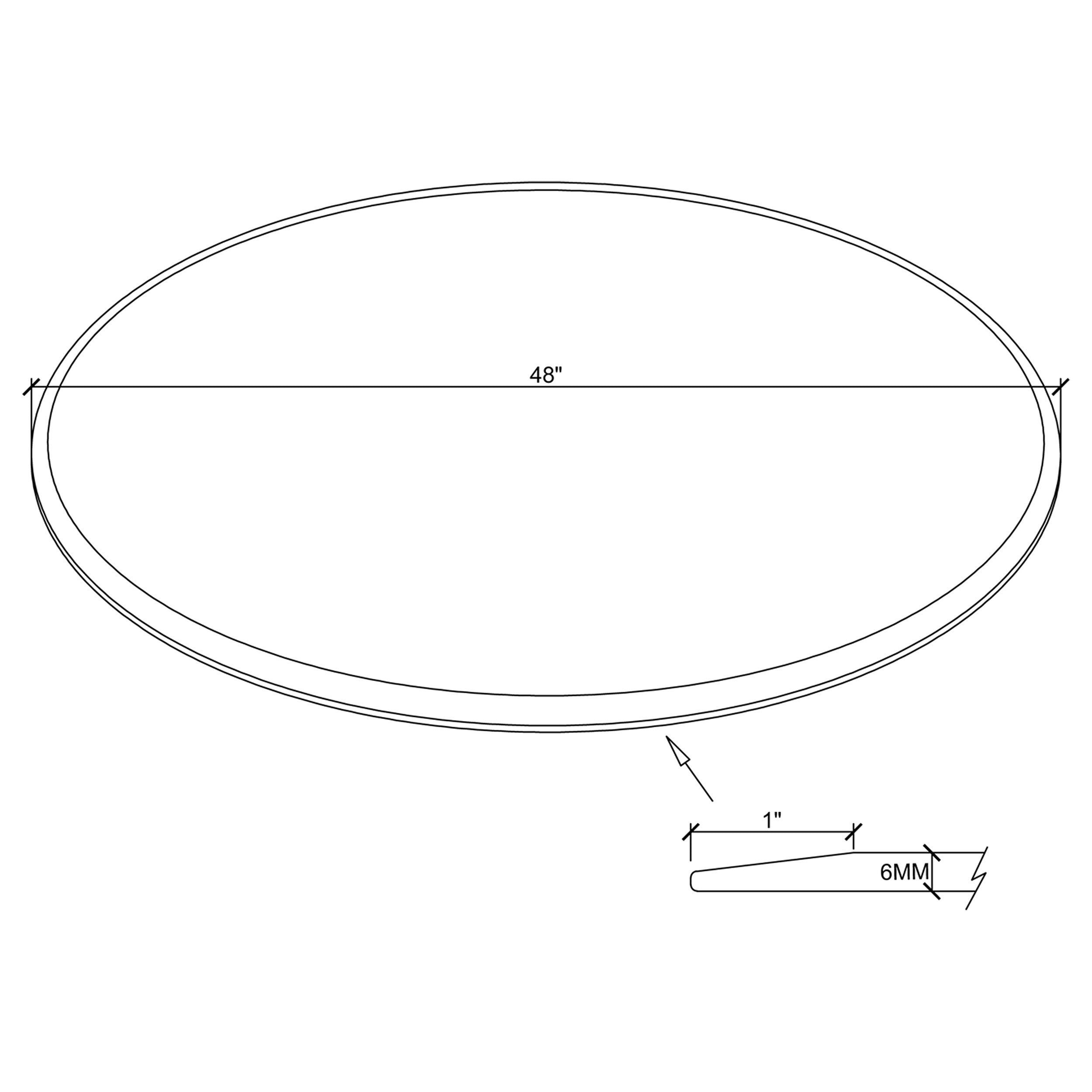 48" 6mm Round Glass Table Top Clear