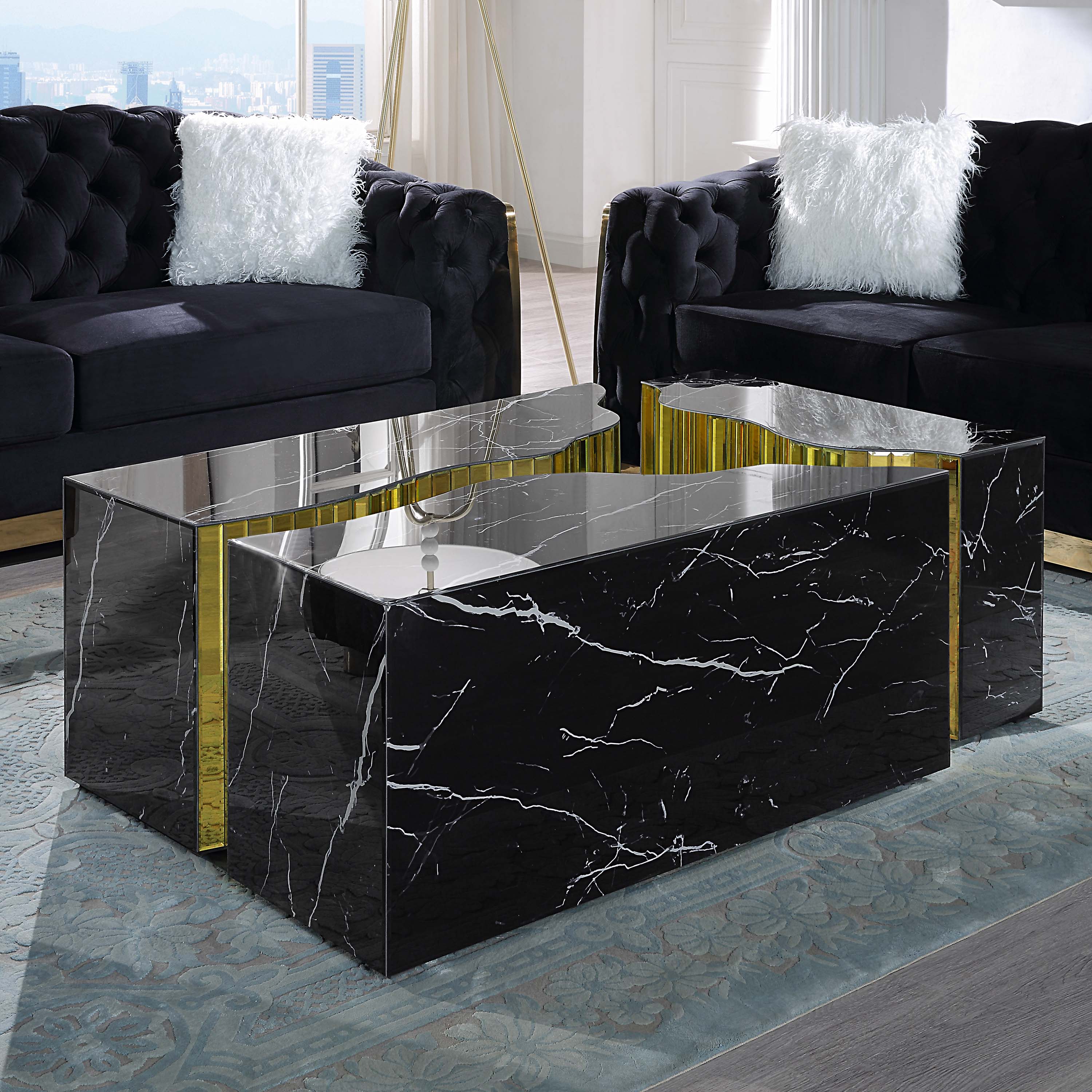 Orren Glass Top Coffee Table Black