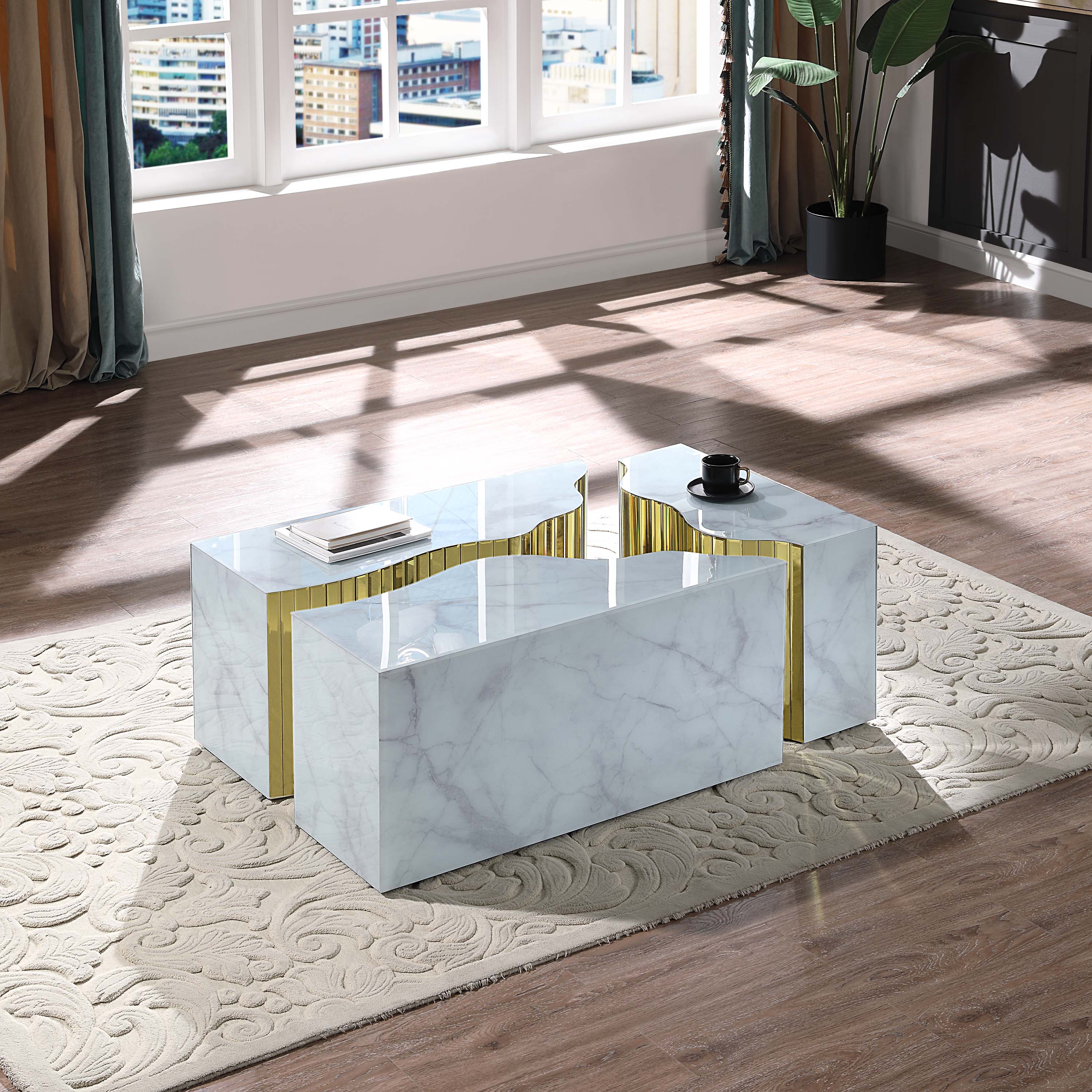 Orren Glass Top Coffee Table White