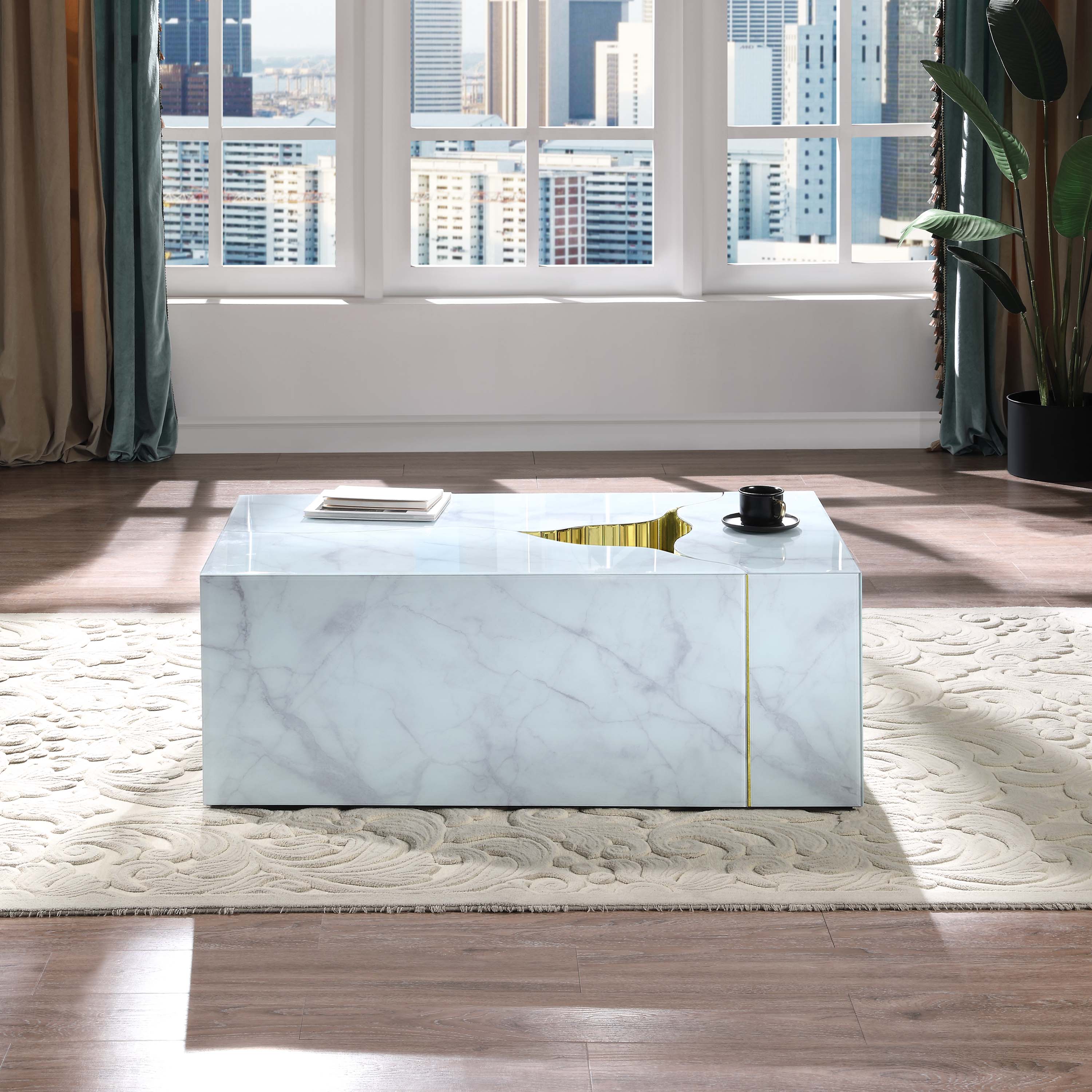 Orren Glass Top Coffee Table White