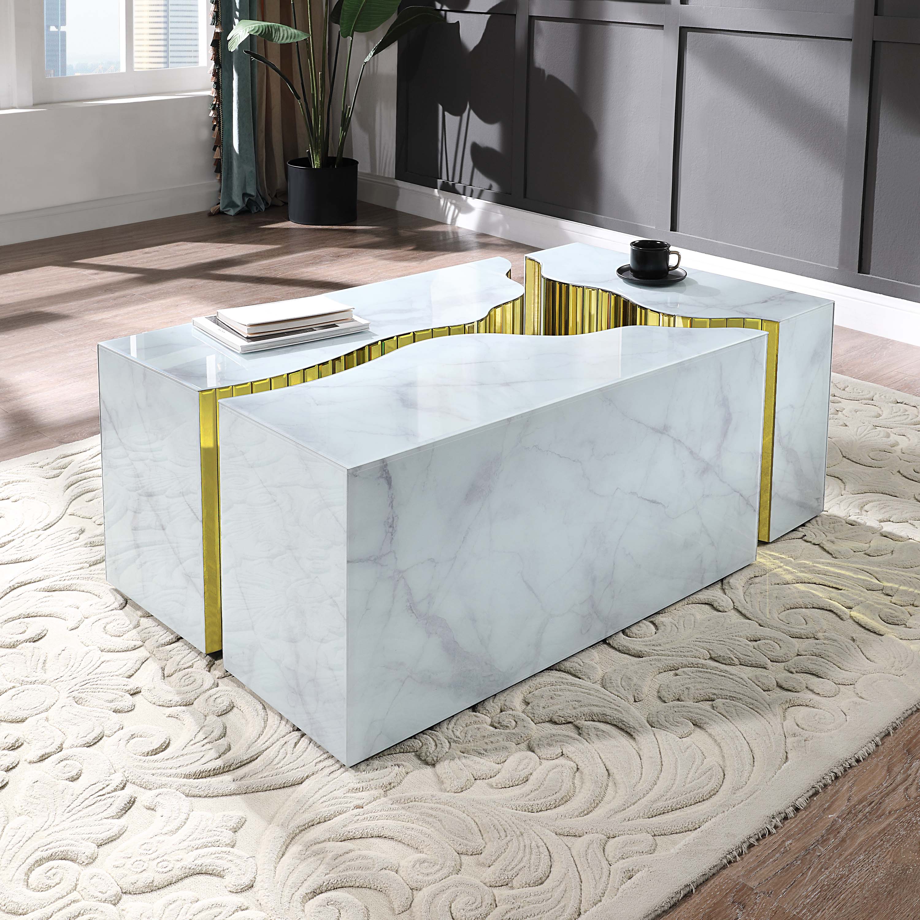 Orren Glass Top Coffee Table White