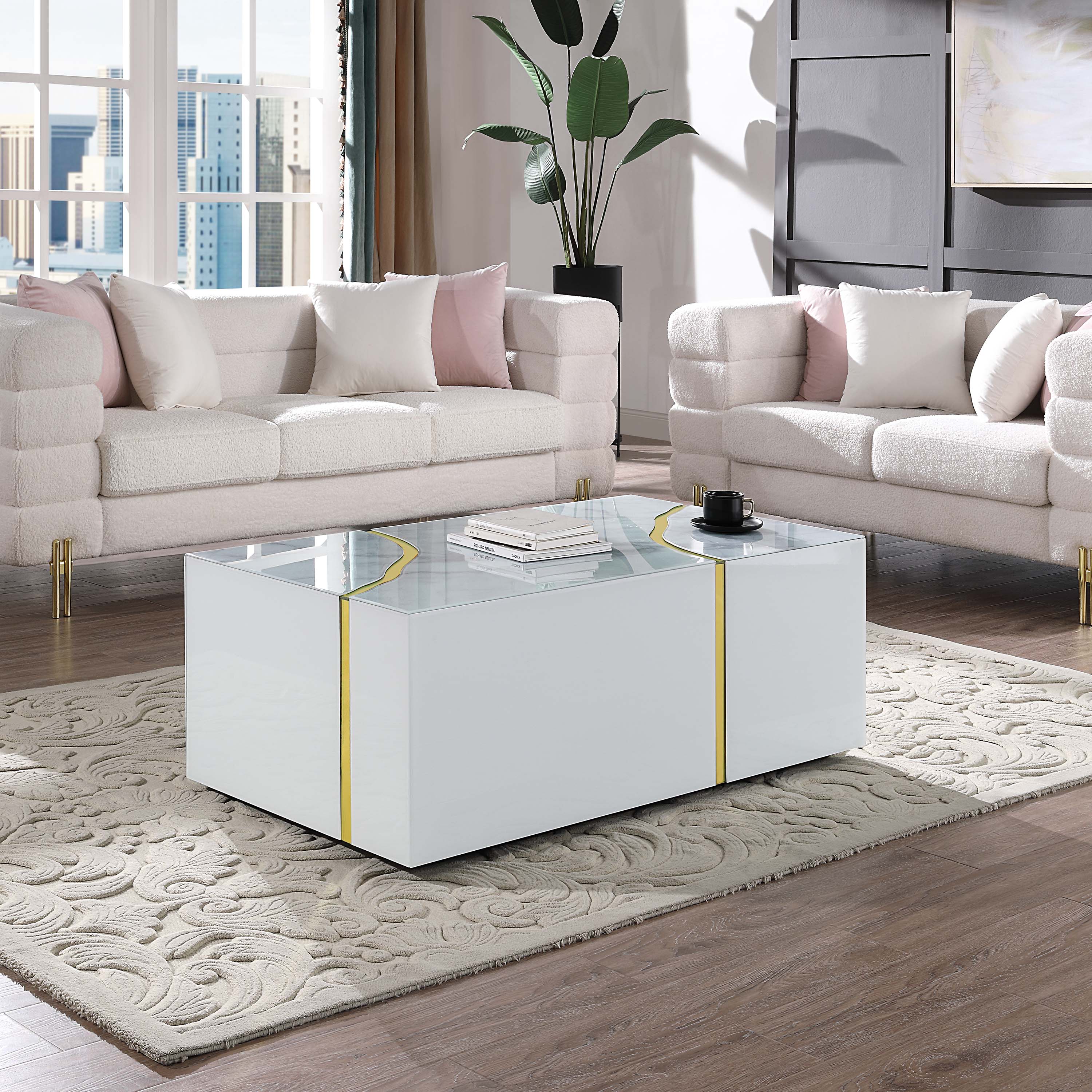 Orren Glass Top Coffee Table White