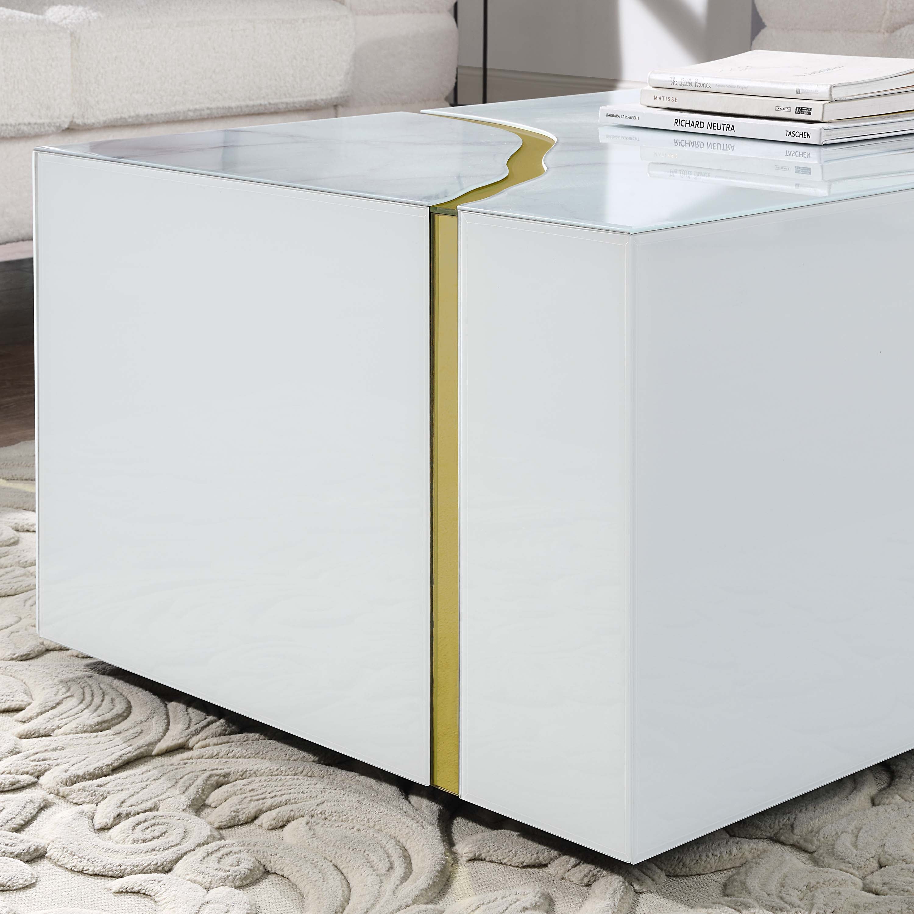 Rebrilliant Glass Top Coffee Table White