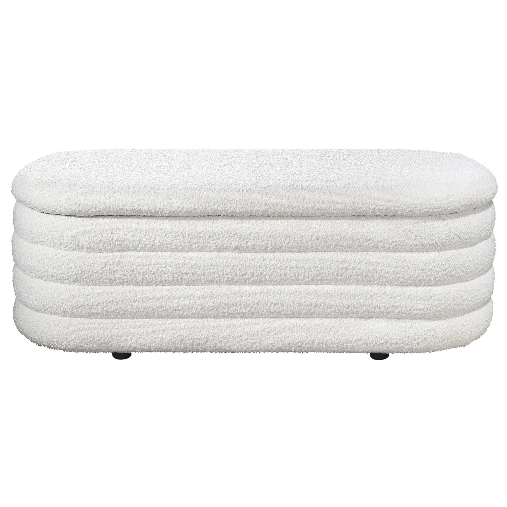 Calion White Boucle Storage Bench