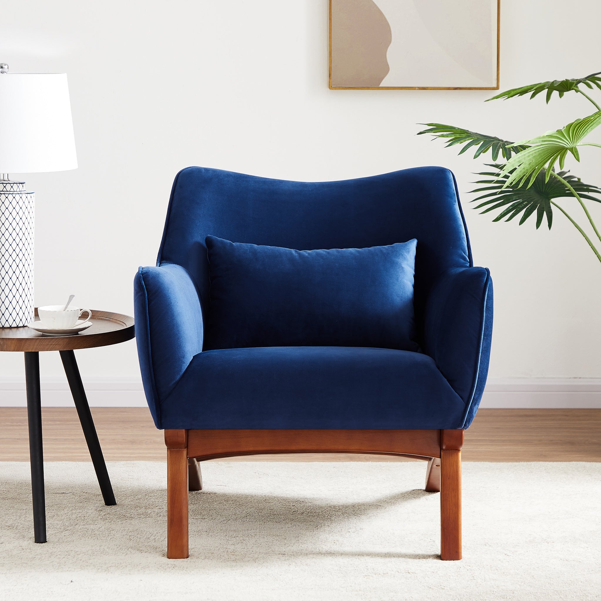 Casper Navy Blue Velvet Armchair