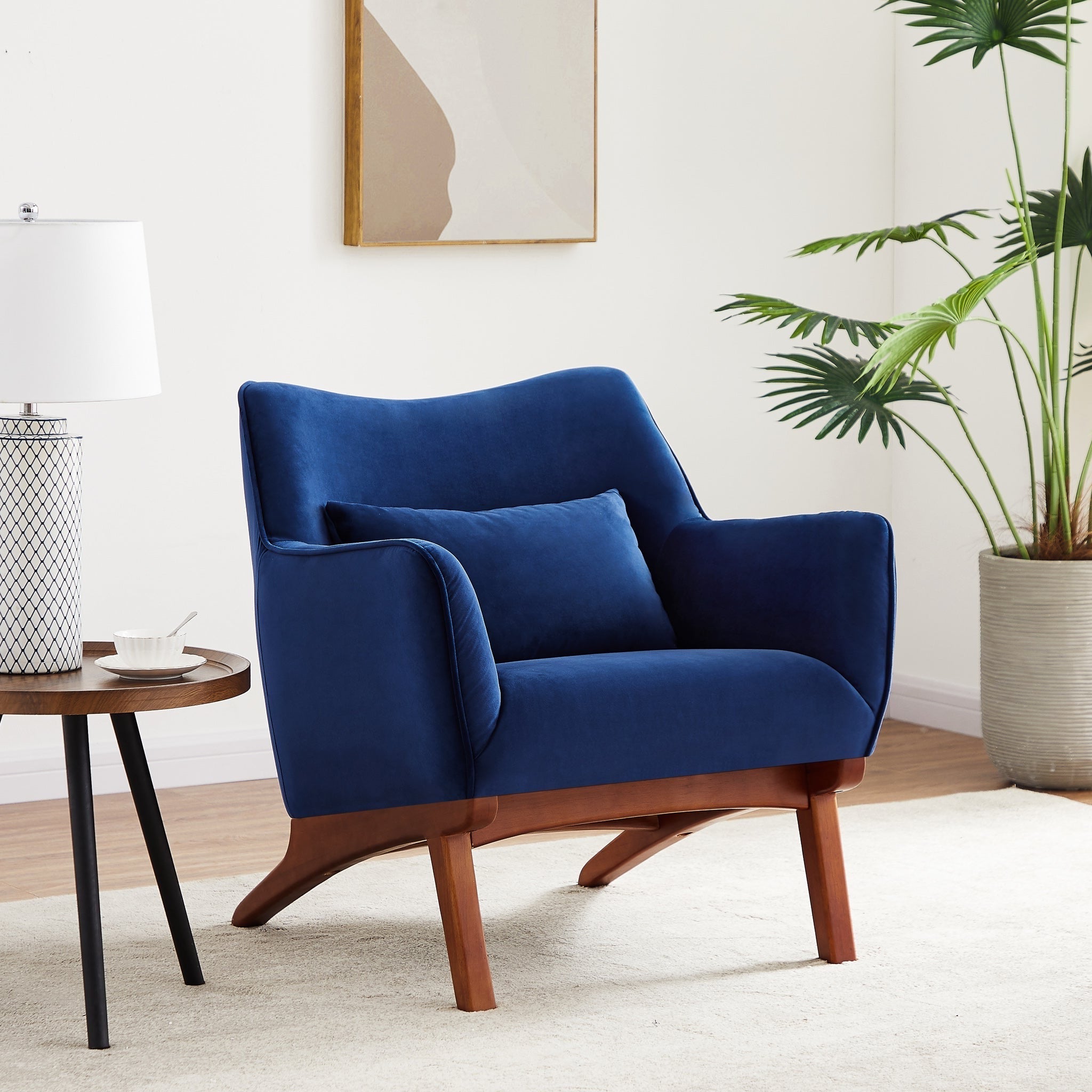 Casper Navy Blue Velvet Armchair