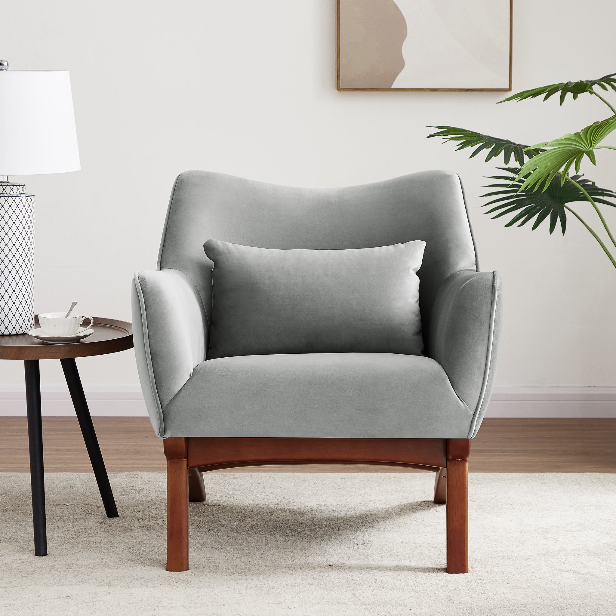 Casper Gray Velvet Armchair