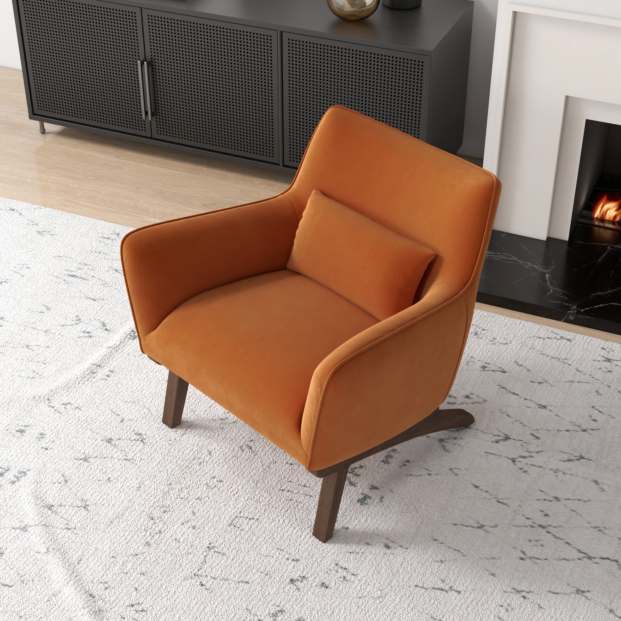 Casper Burnt Orange Velvet Lounge Chair