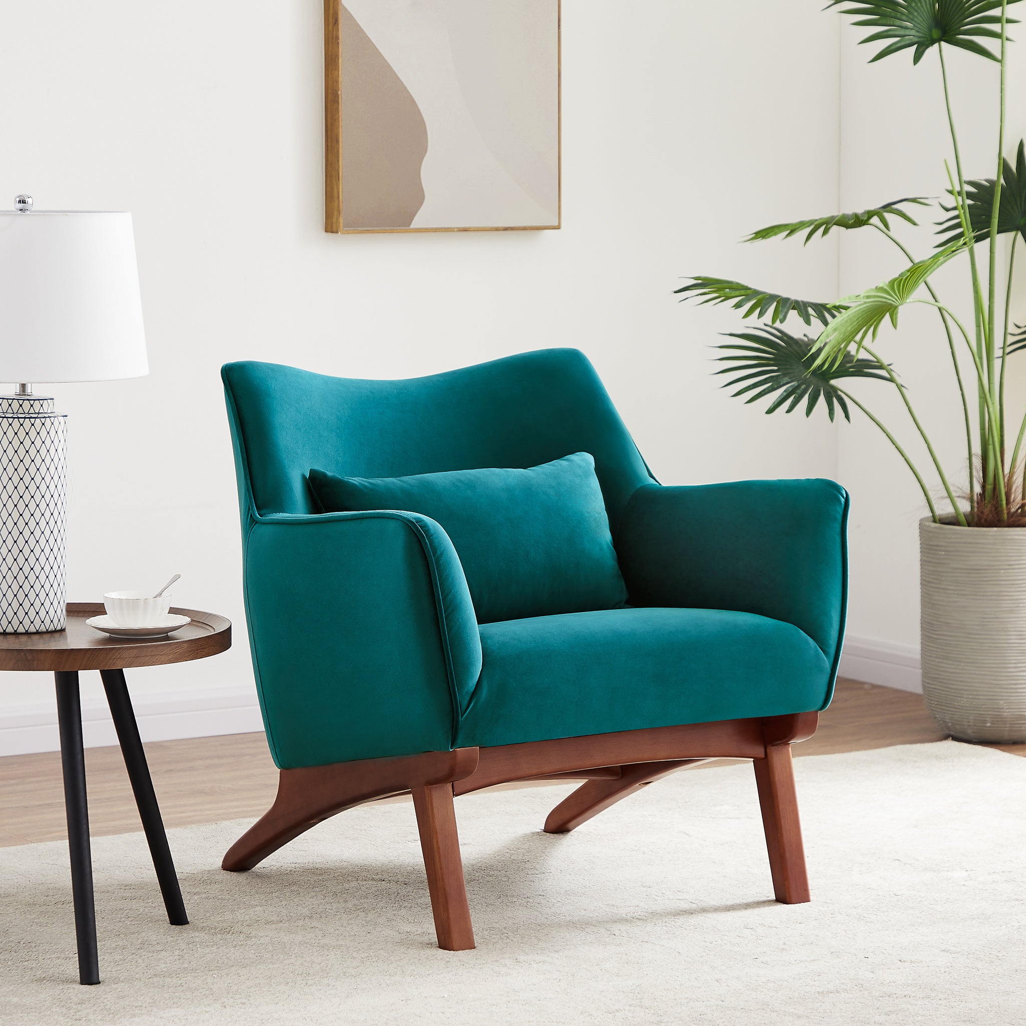 Casper Teal Velvet Lounge Chair