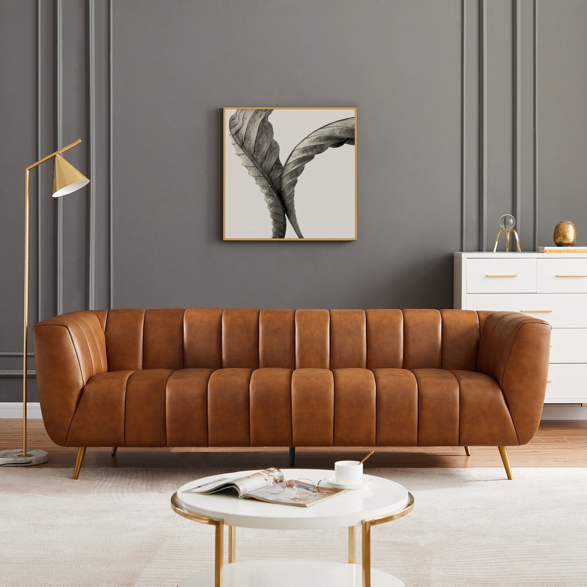 Clodine Sofa Cognac Leather