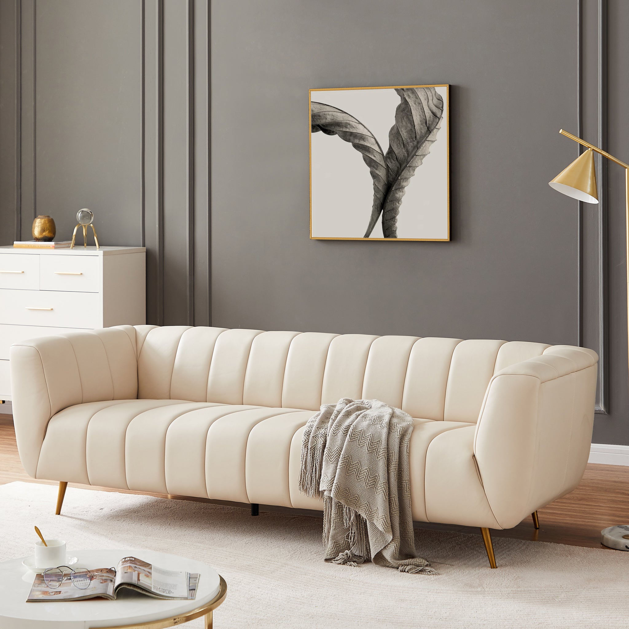 Clodine Sofa Cream Leather