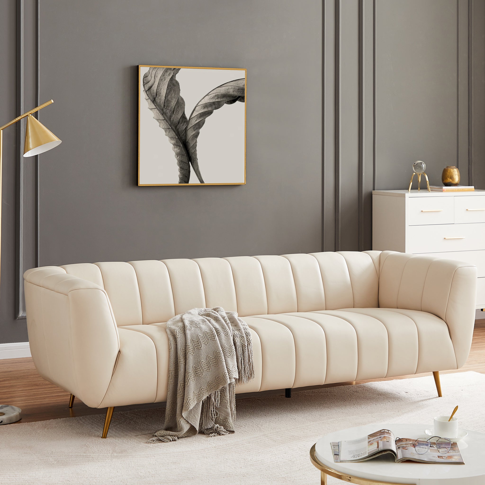 Clodine Sofa Cream Leather