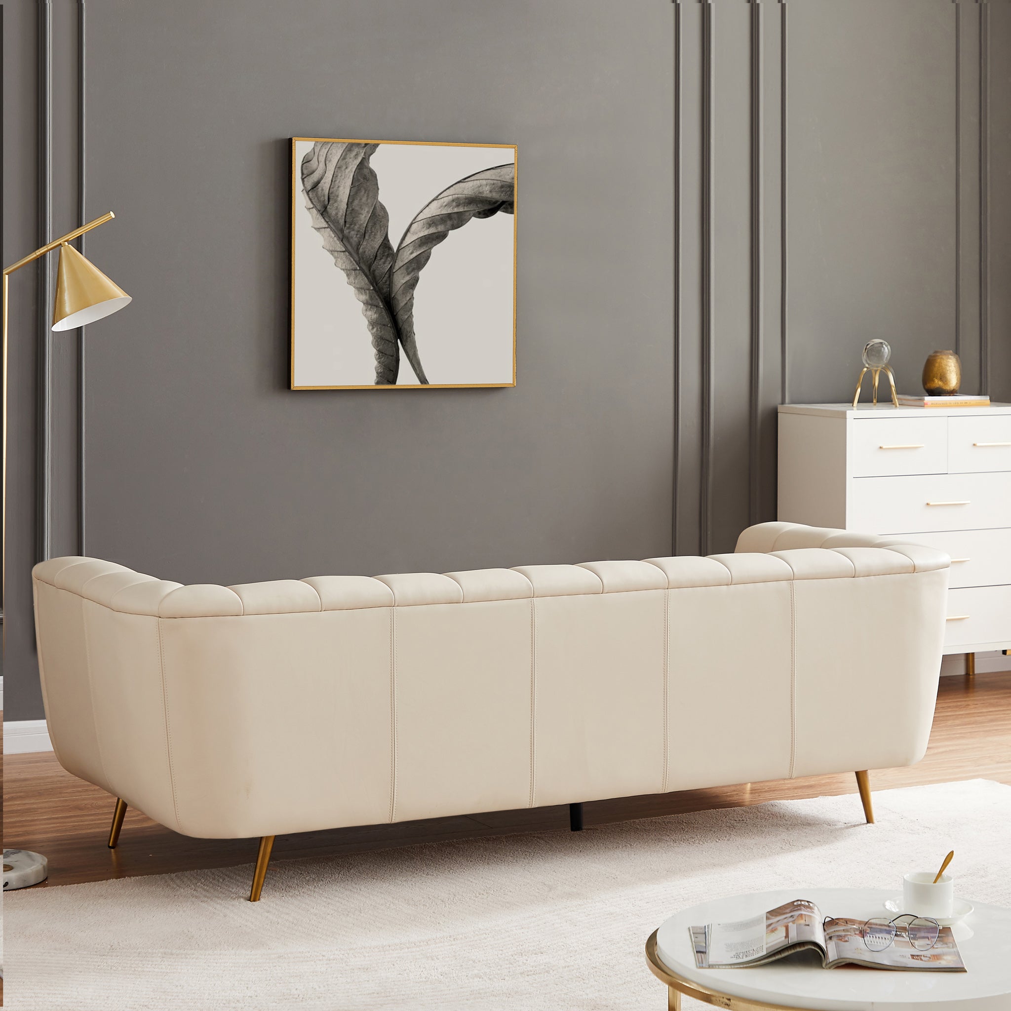 Clodine Sofa Cream Leather