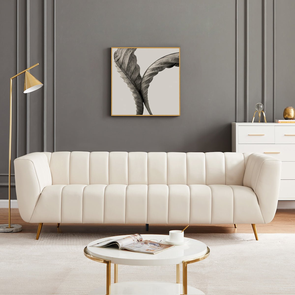 Clodine Sofa Cream Leather