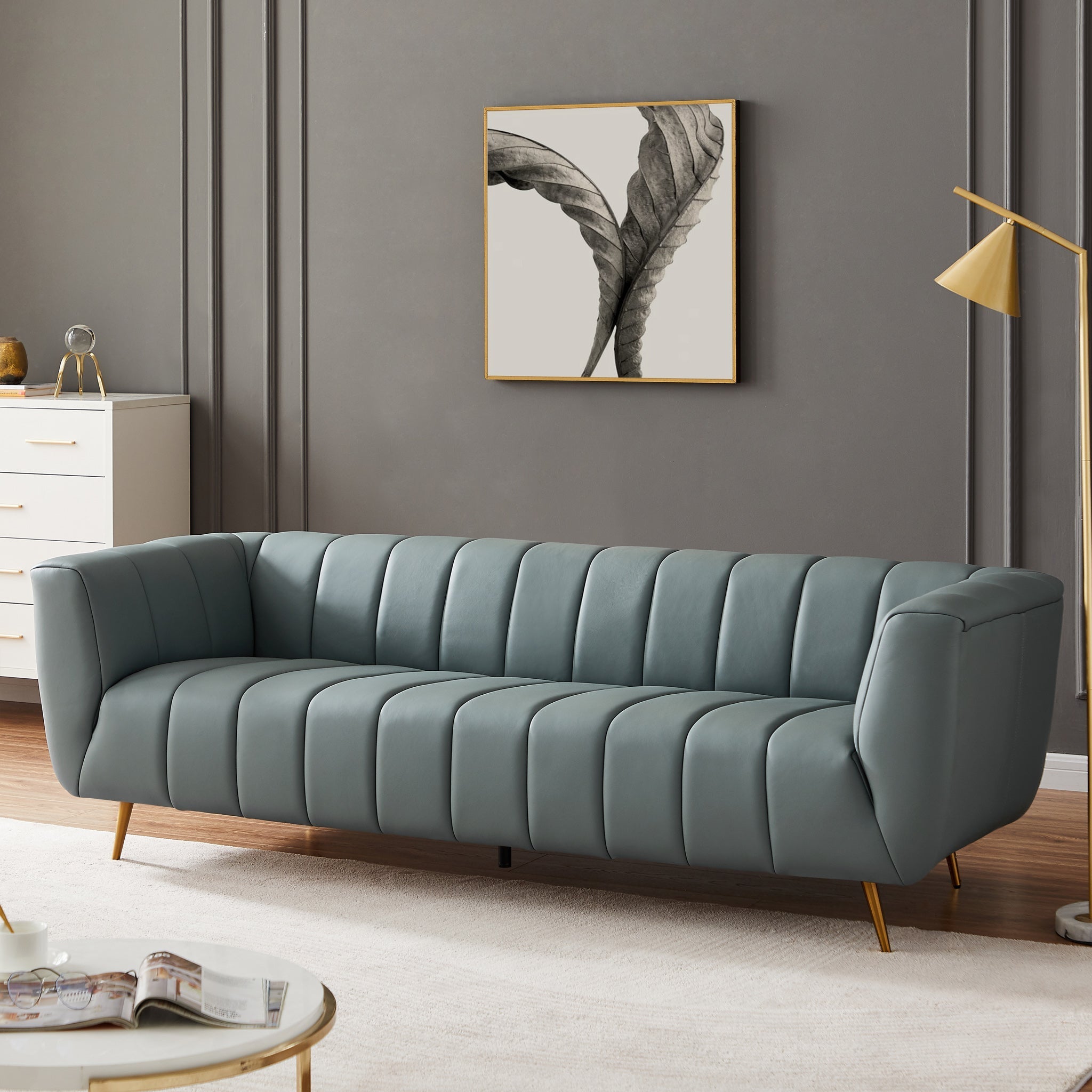 Clodine Sofa Blue Leather