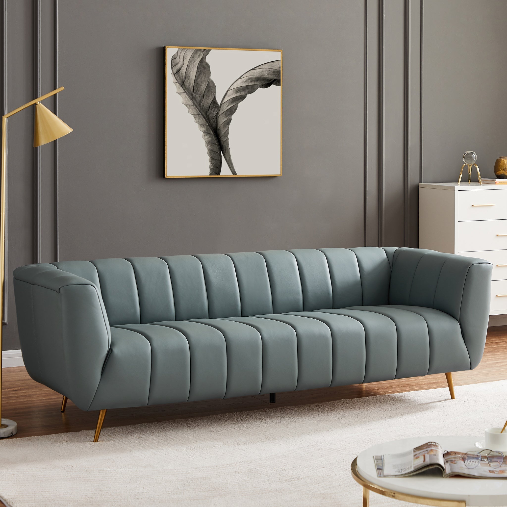 Clodine Sofa Blue Leather