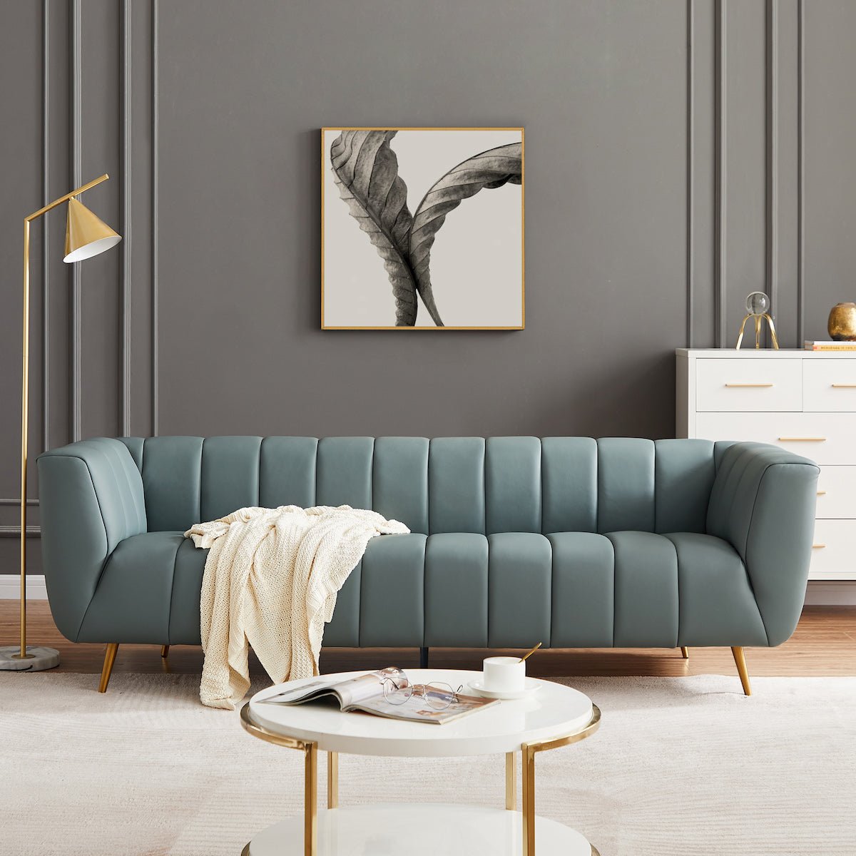 Clodine Sofa Blue Leather