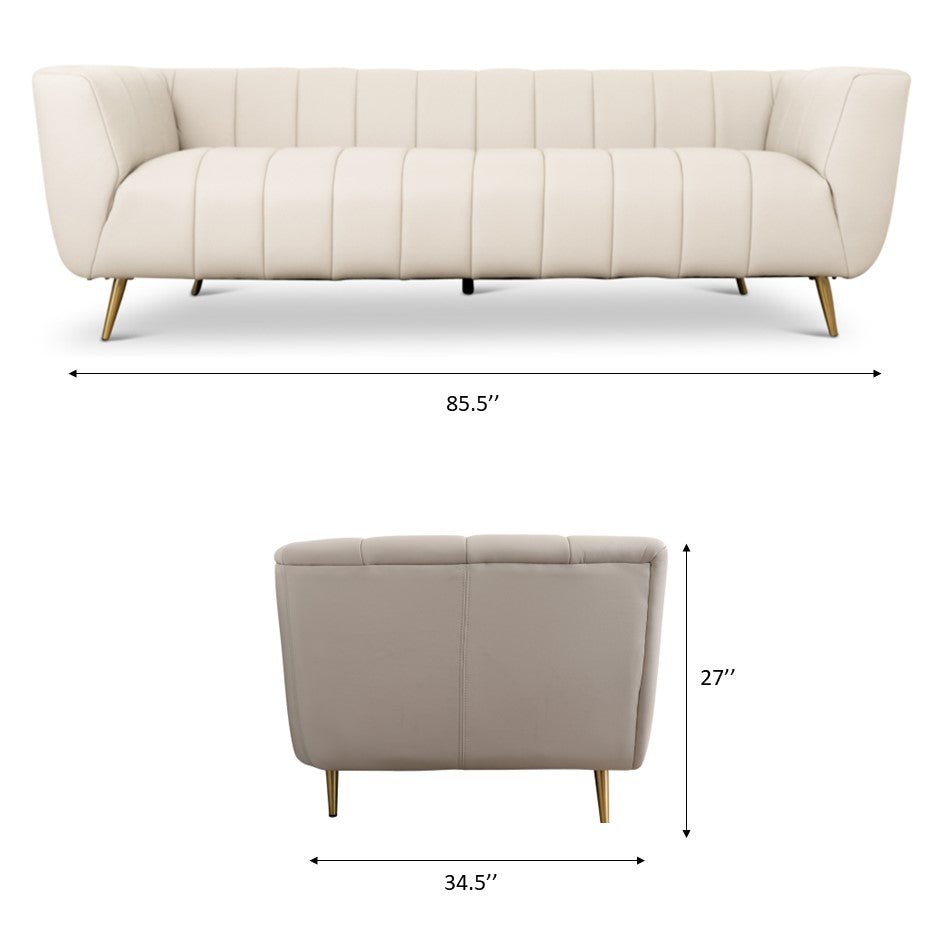 Clodine Sofa Cream Leather